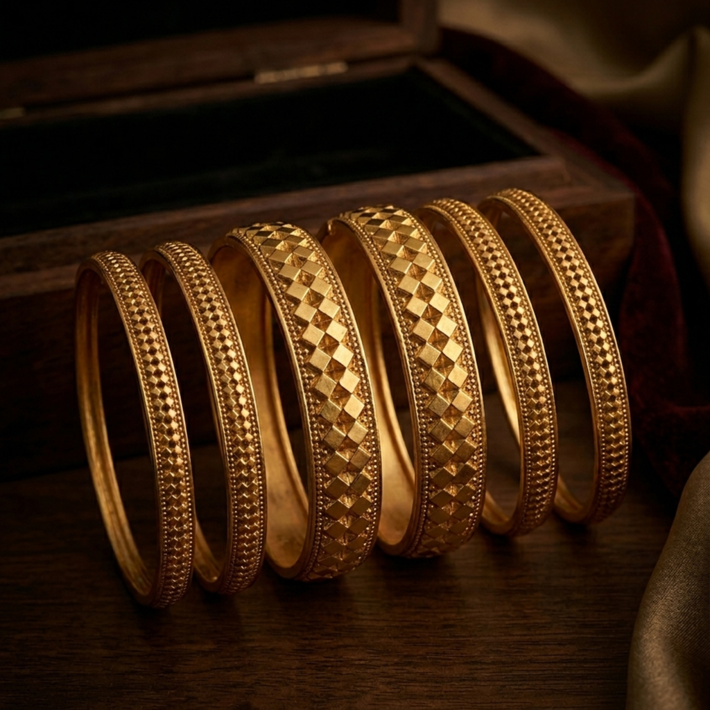 Premium 1 Gram Gold Plated Ashtapailu Bangles Set of 6 | Anti-Tarnish Traditional Daily Wear Bangles for Women