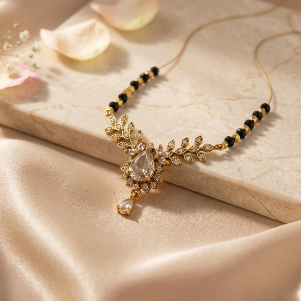 RAAYA Invisible Mangalsutra | Minimal Daily Wear | White Stone | Micro Gold | Anti-Tarnish