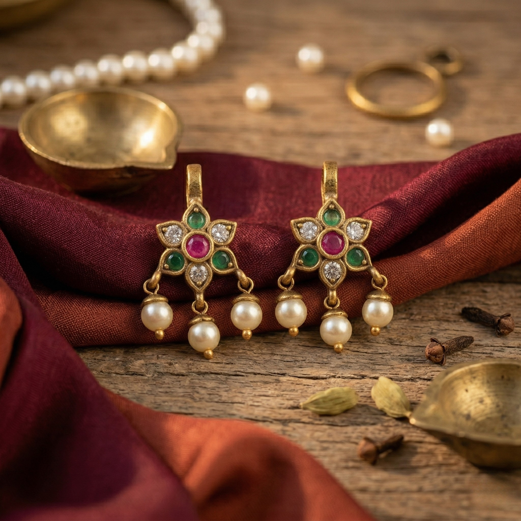 RAAYA Floral Bugadi Earrings | Micro Gold | Anti-Tarnish | Victorian