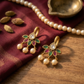 RAAYA Lightweight Leaf Bugadi Earrings | Micro Gold | Anti-Tarnish | Victorian