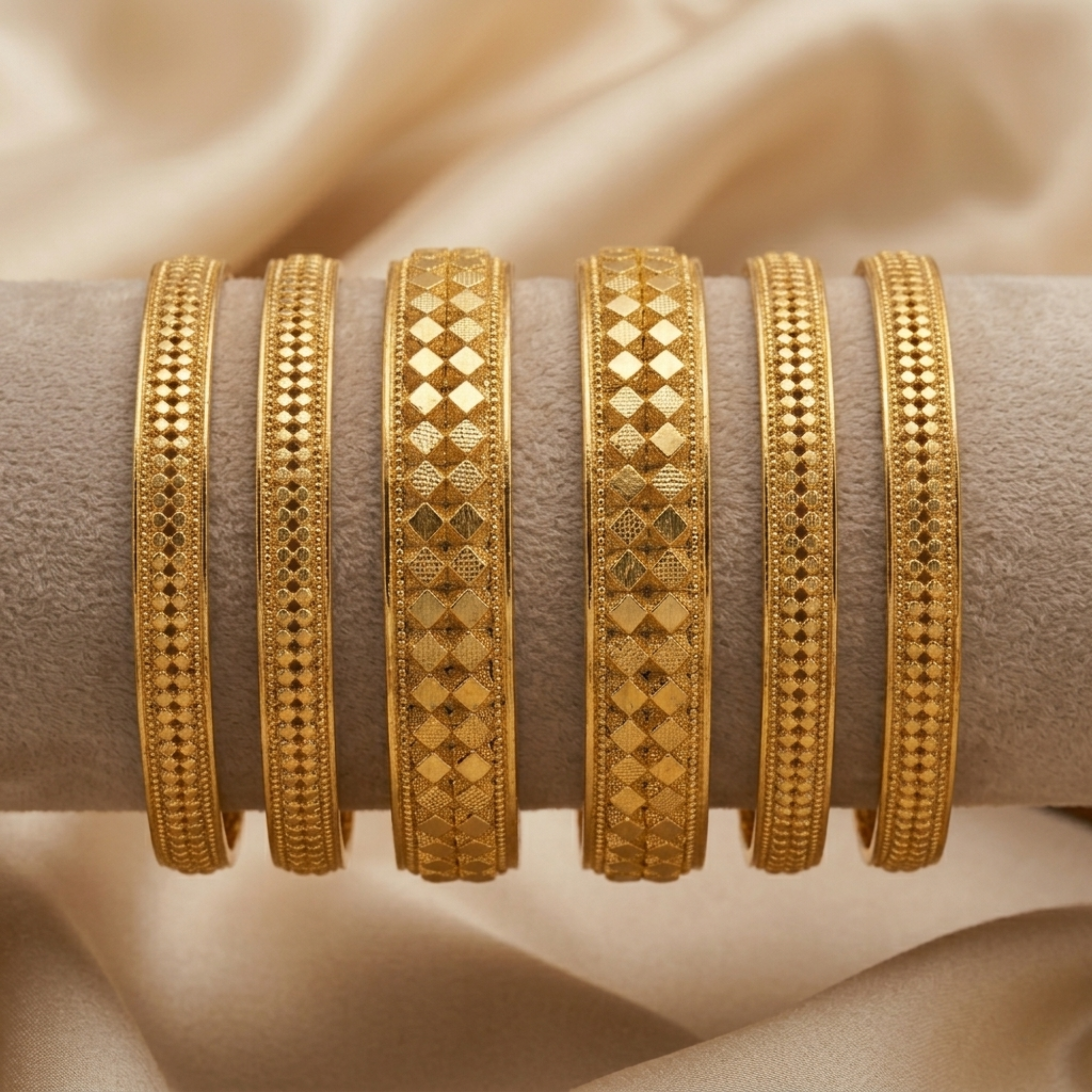 Premium 1 Gram Gold Plated Ashtapailu Bangles Set of 6 | Anti-Tarnish Traditional Daily Wear Bangles for Women