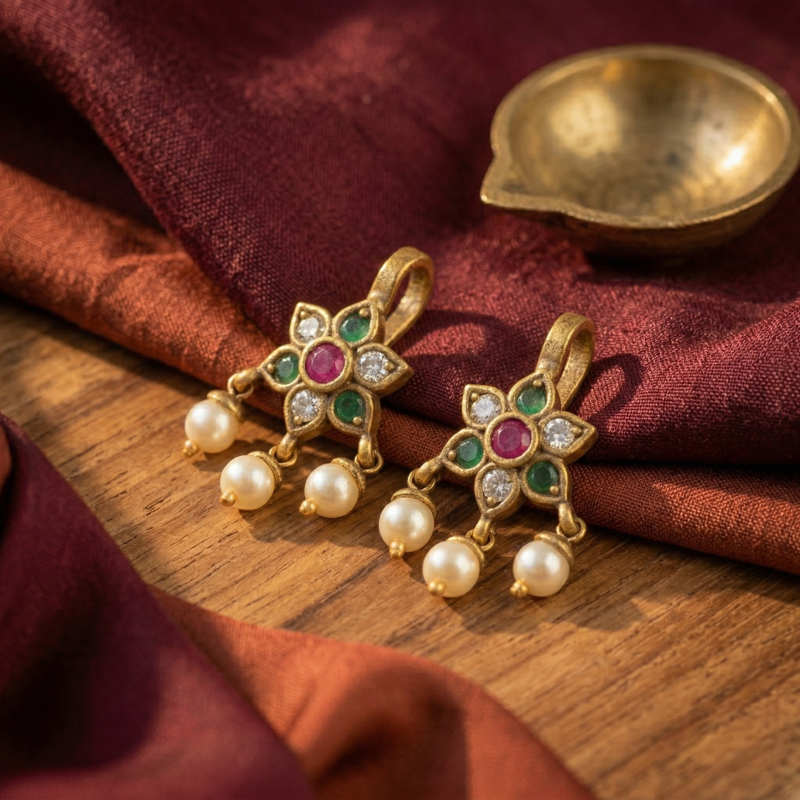 RAAYA Floral Bugadi Earrings | Lightweight Ear Cuff | Micro Gold | Anti-Tarnish | Victorian