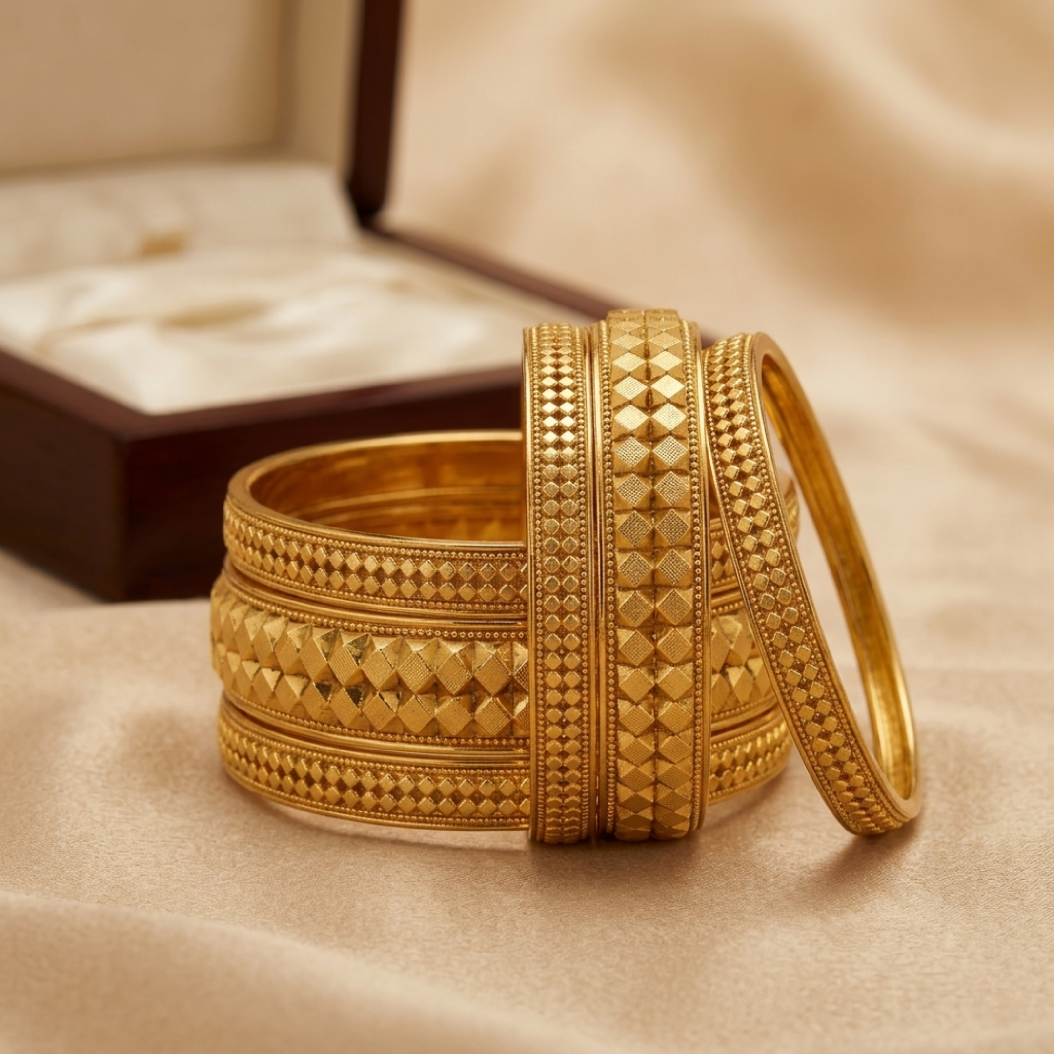 Premium 1 Gram Gold Plated Ashtapailu Bangles Set of 6 | Anti-Tarnish Traditional Daily Wear Bangles for Women