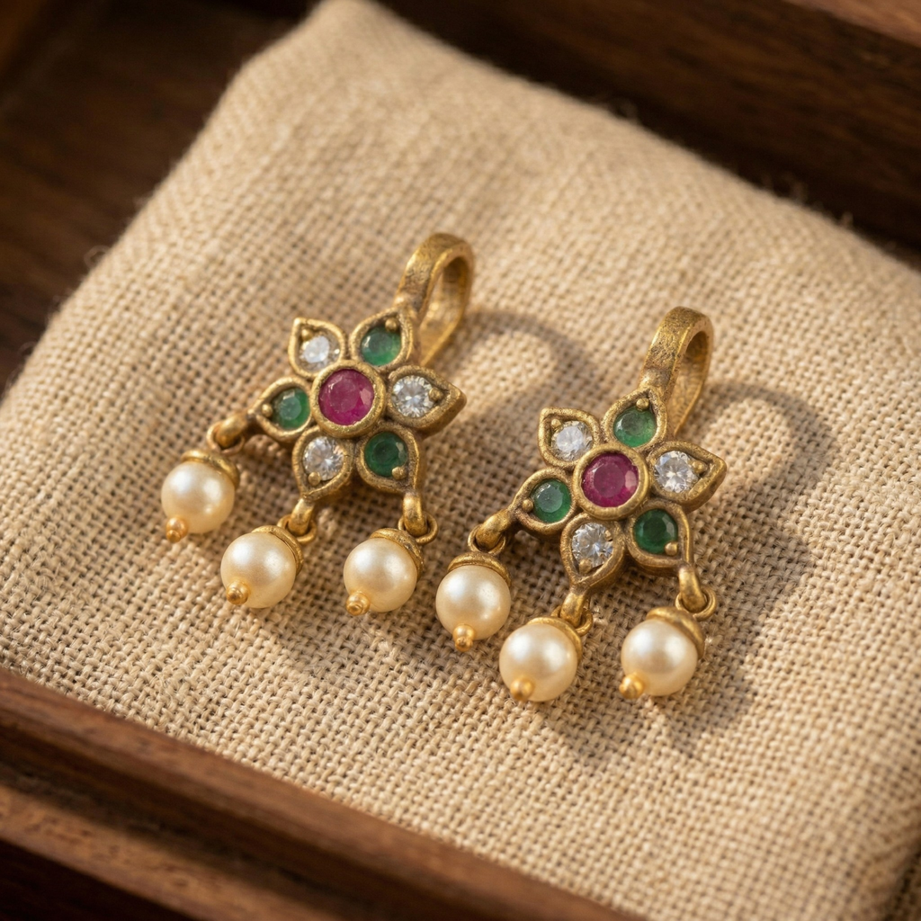 RAAYA Floral Bugadi Earrings | Micro Gold | Anti-Tarnish | Victorian