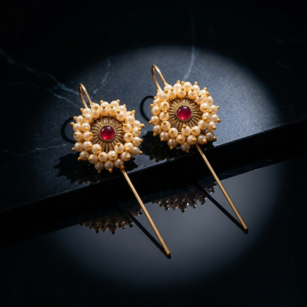 RAAYA Floral Pearl Ear Cuff | Micro Gold | Anti-Tarnish