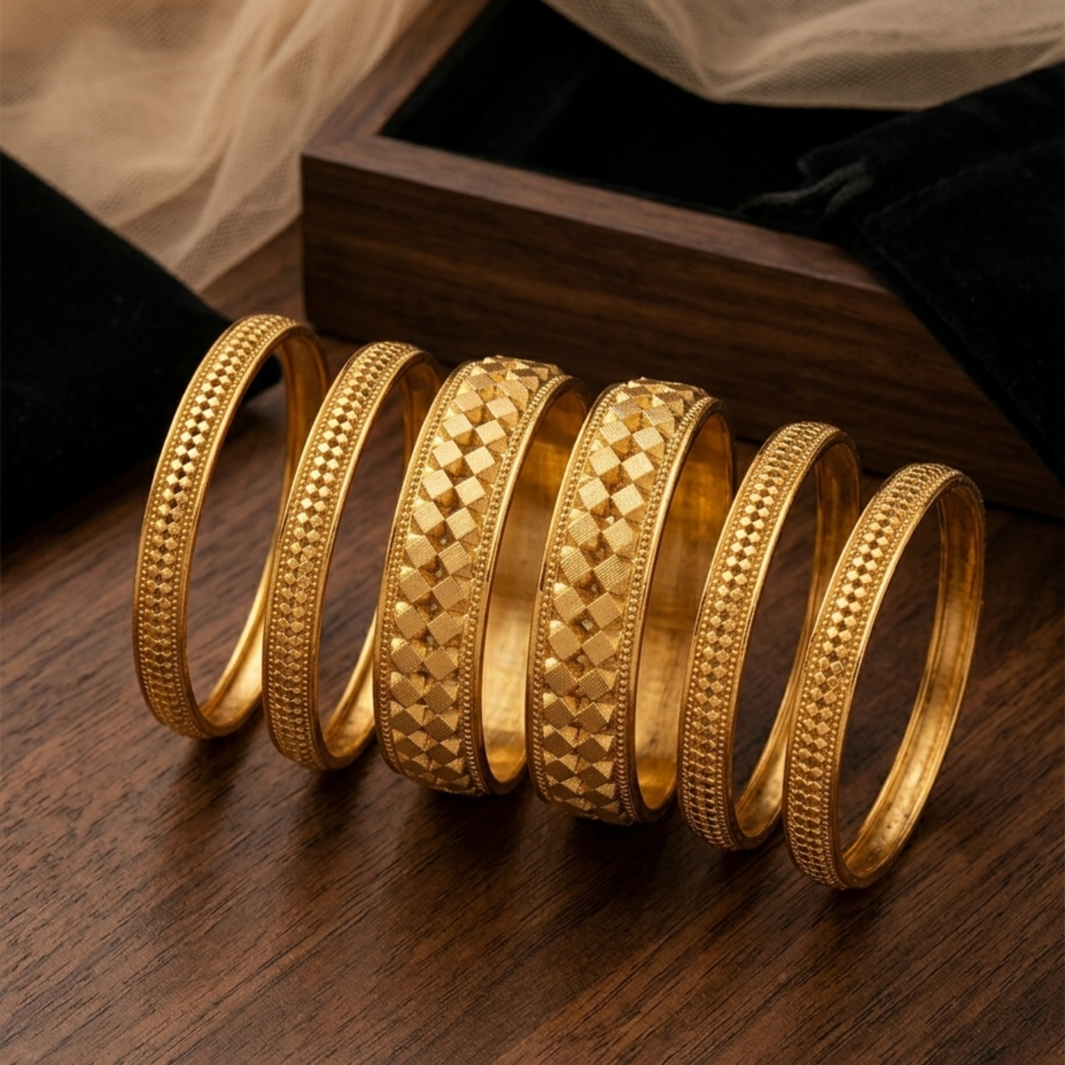 Premium 1 Gram Gold Plated Ashtapailu Bangles Set of 6 | Anti-Tarnish Traditional Daily Wear Bangles for Women