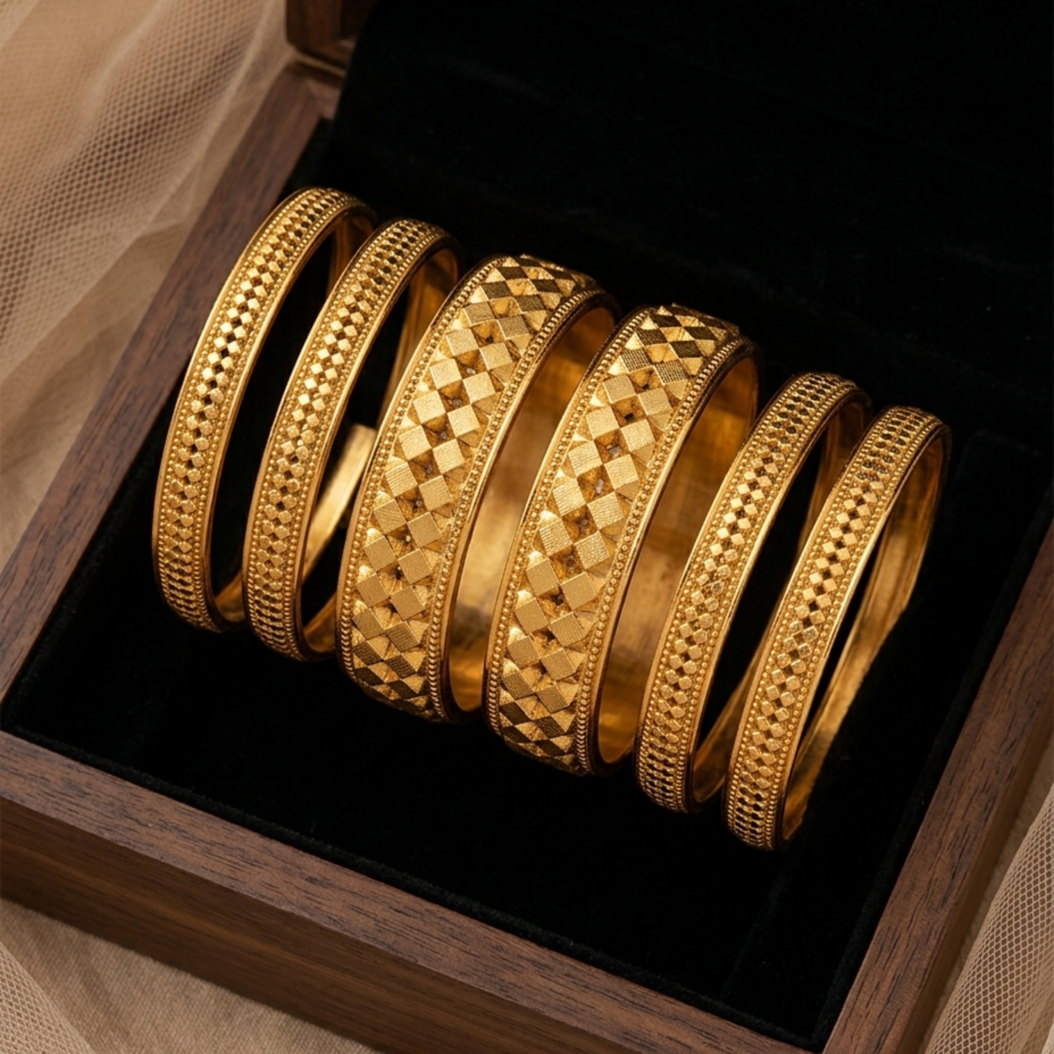 Premium 1 Gram Gold Plated Ashtapailu Bangles Set of 6 | Anti-Tarnish Traditional Daily Wear Bangles for Women