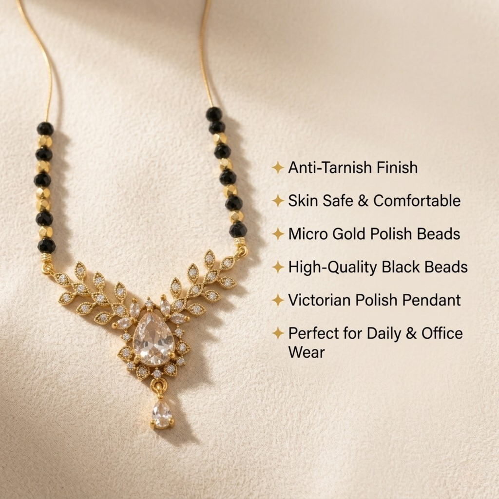 RAAYA Invisible Mangalsutra | Minimal Daily Wear | White Stone | Micro Gold | Anti-Tarnish