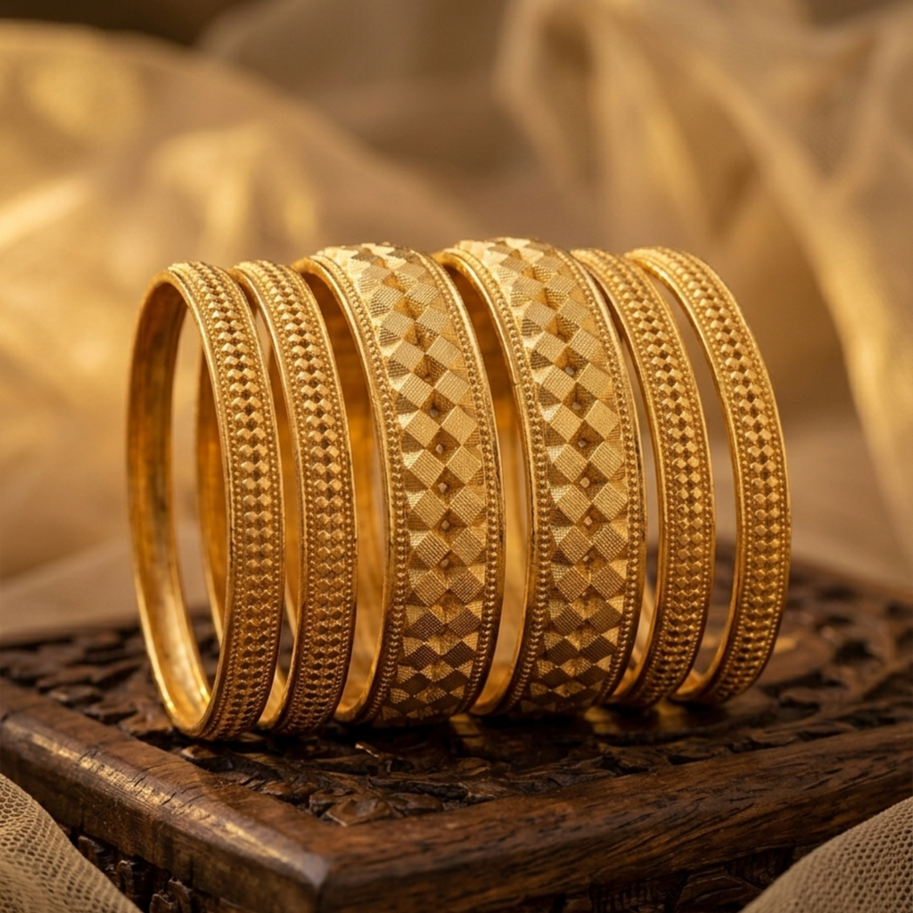 Premium 1 Gram Gold Plated Ashtapailu Bangles Set of 6 | Anti-Tarnish Traditional Daily Wear Bangles for Women