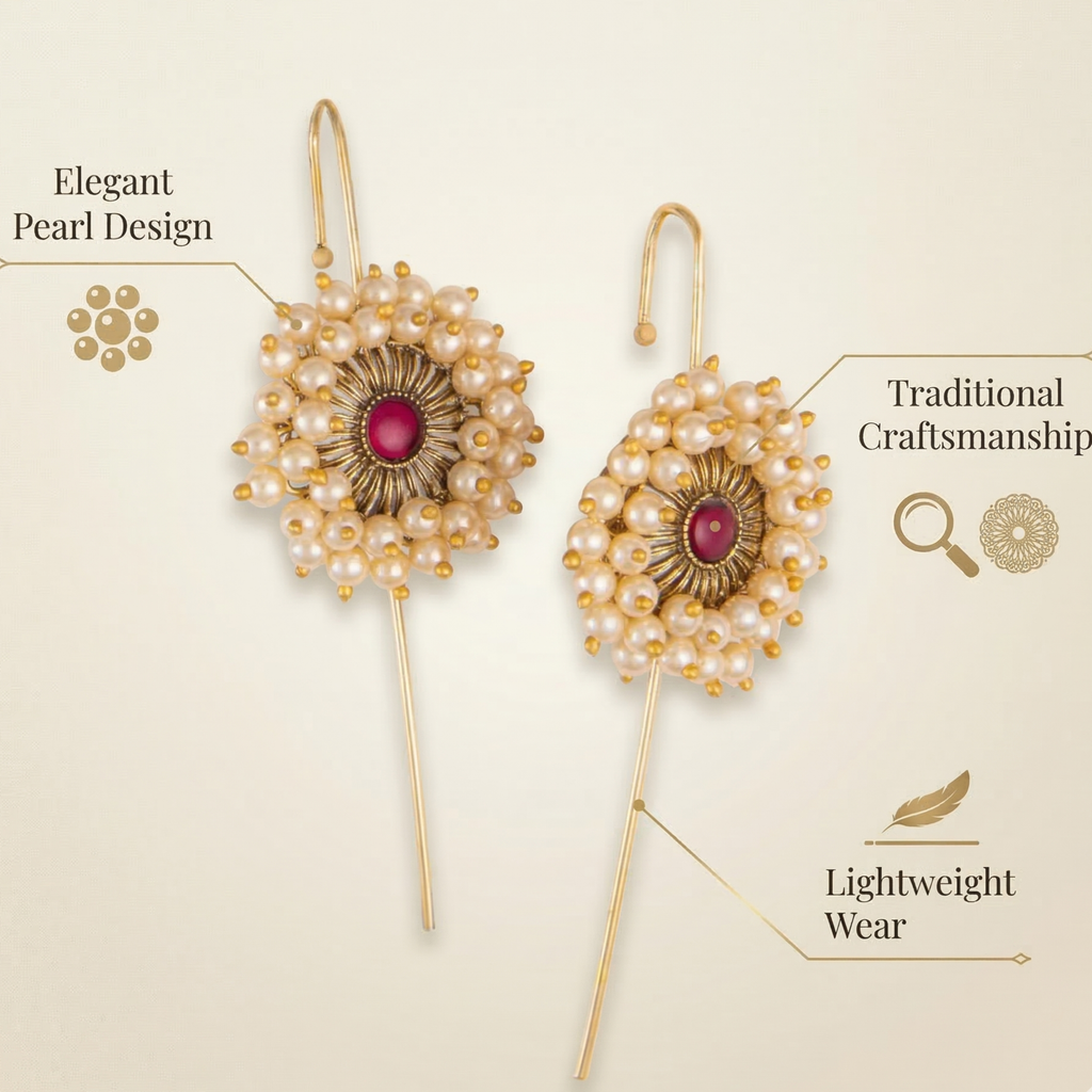 RAAYA Floral Pearl Ear Cuff | Micro Gold | Anti-Tarnish