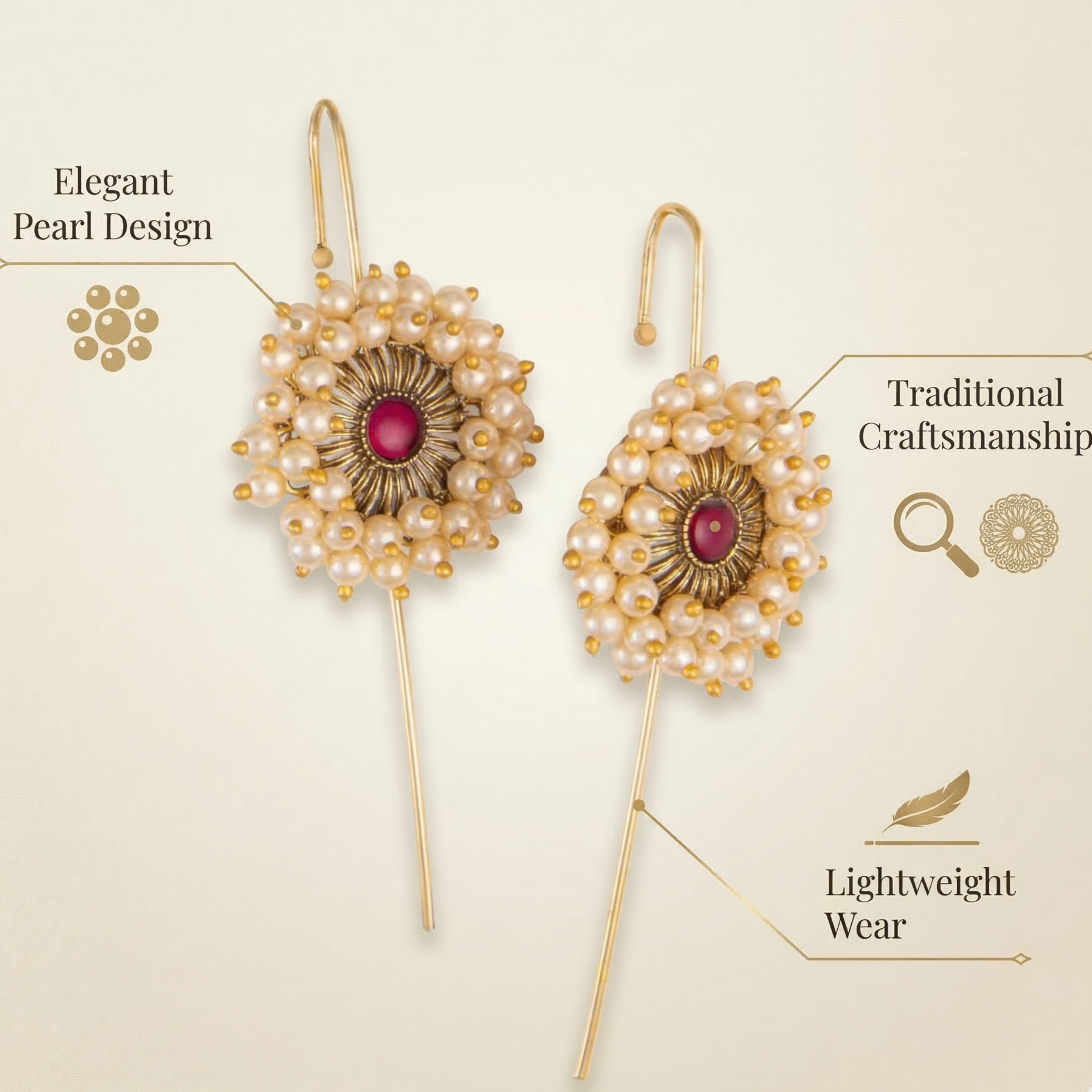 RAAYA Floral Pearl Ear Cuff | Micro Gold | Anti-Tarnish