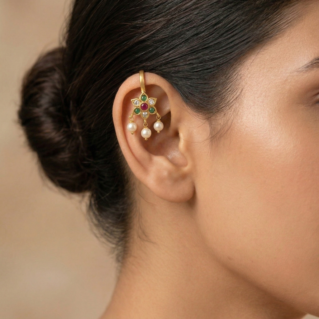 RAAYA Floral Bugadi Earrings | Micro Gold | Anti-Tarnish | Victorian