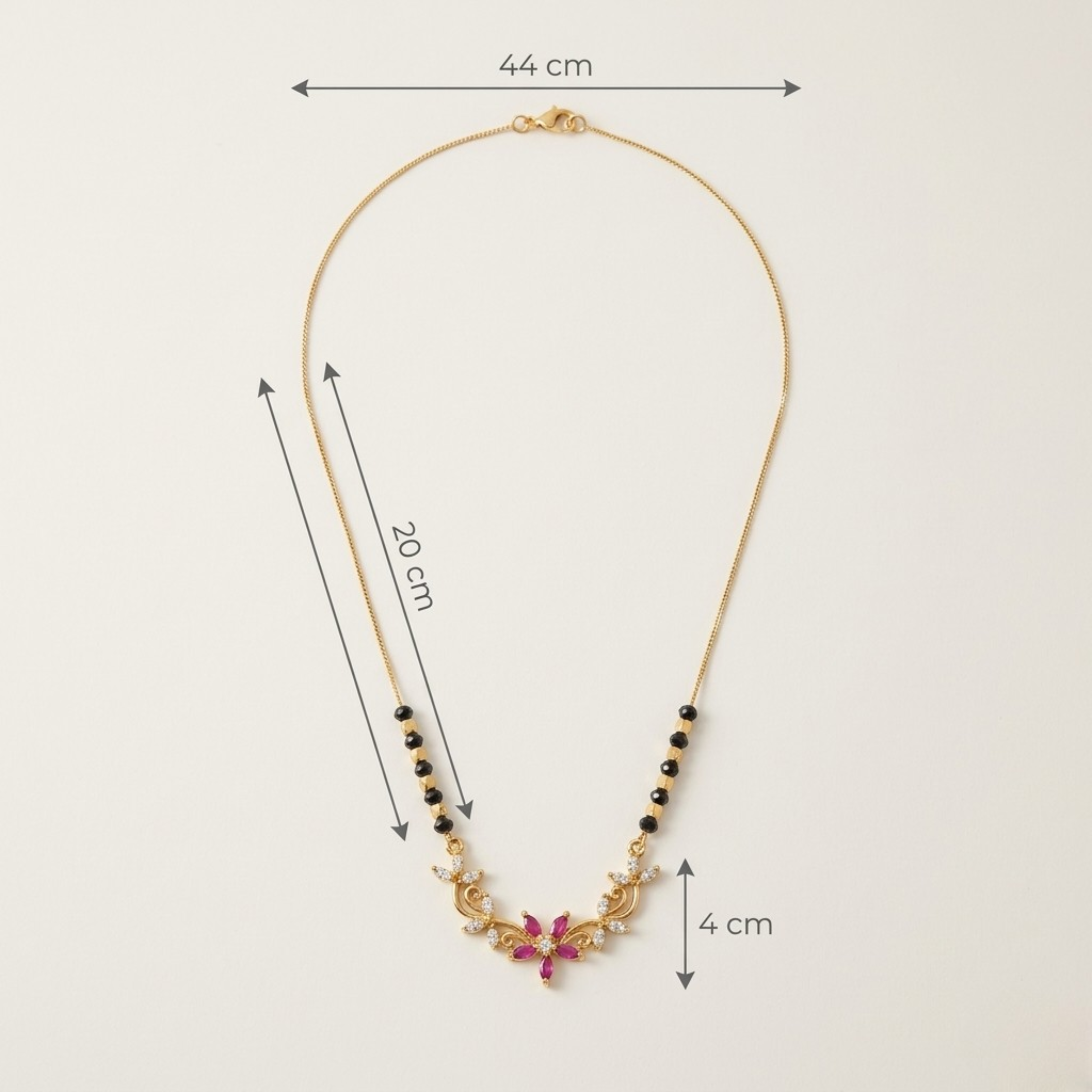 RAAYA Victorian Pink Stone Mangalsutra | Lightweight Daily Wear | Micro Gold | Anti-Tarnish