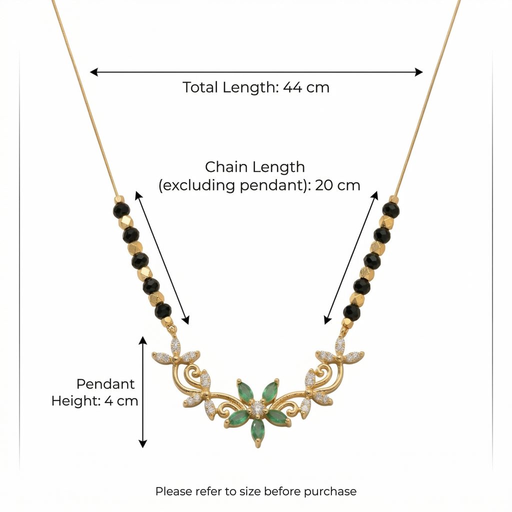 RAAYA Victorian Green Stone Mangalsutra | Lightweight Daily Wear | Micro Gold | Anti-Tarnish