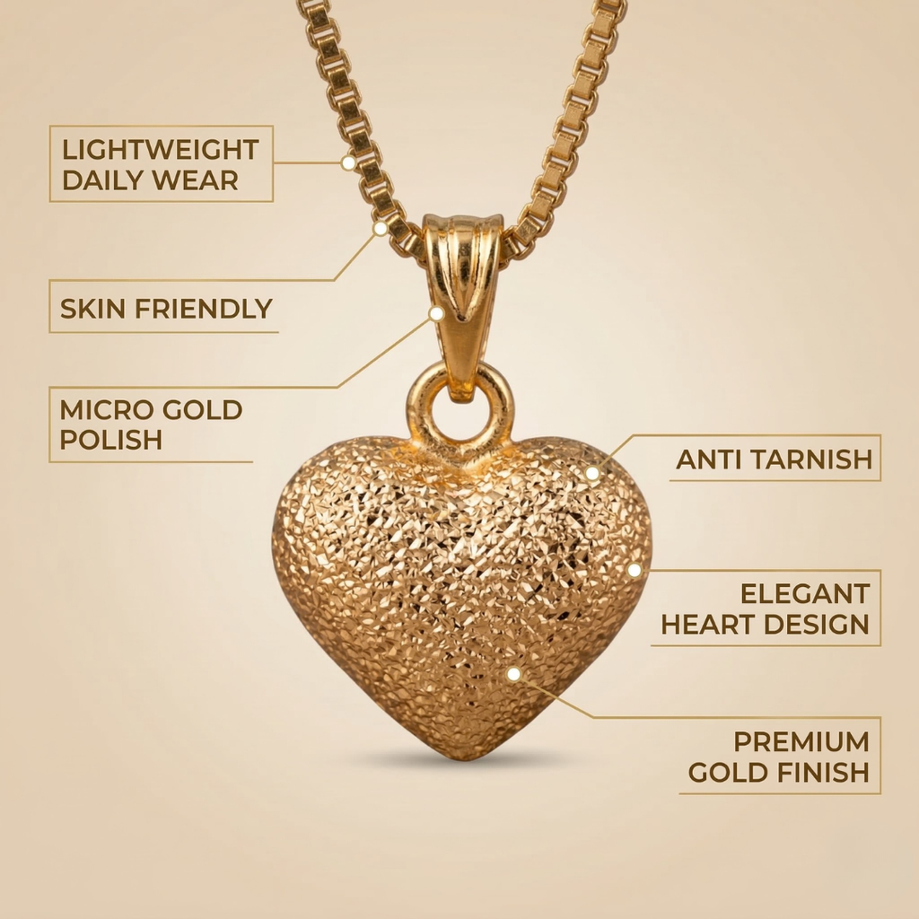 RAAYA Heart Pendant Necklace | Anti-Tarnish | Micro Gold Plated