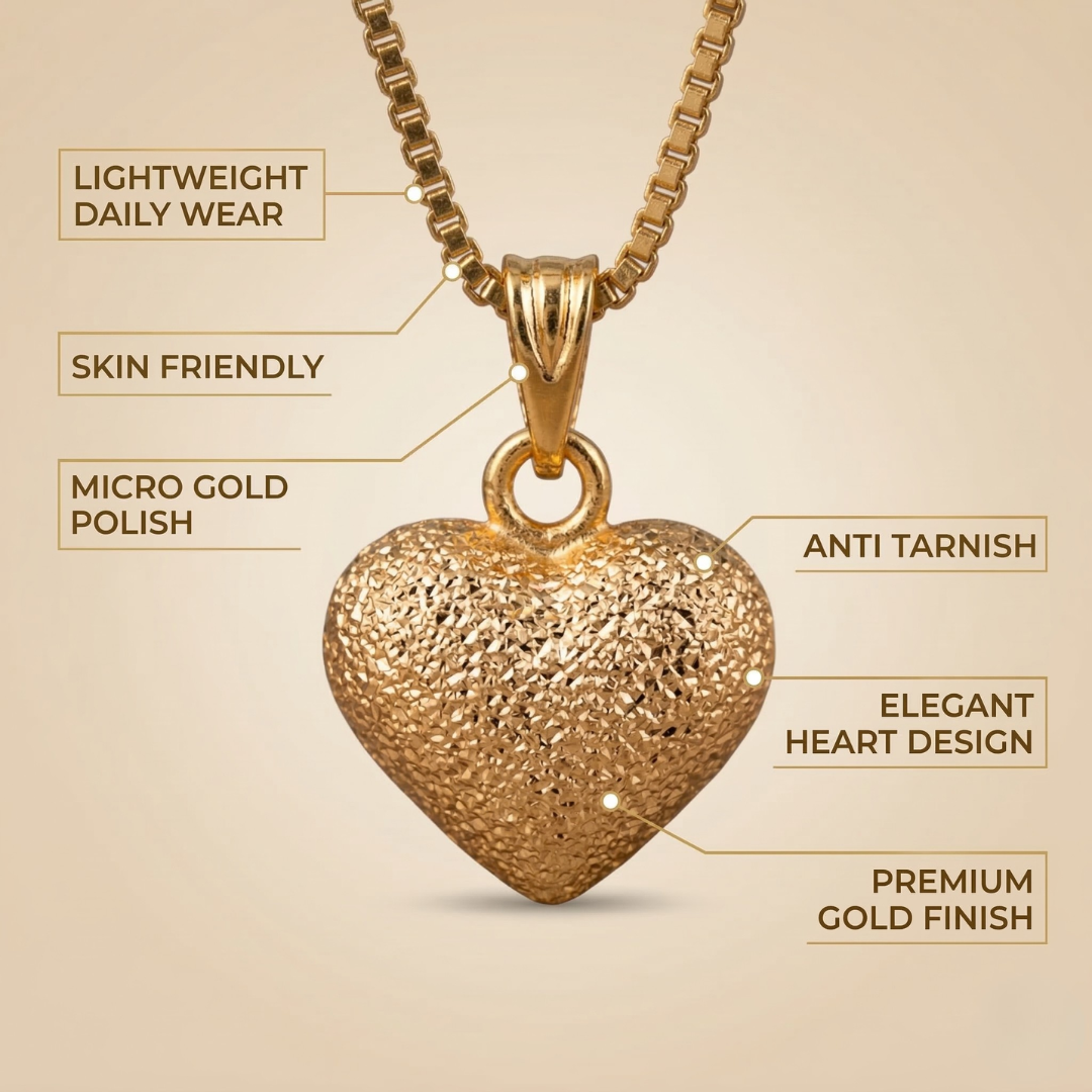 RAAYA Heart Pendant Necklace | Anti-Tarnish | Micro Gold Plated
