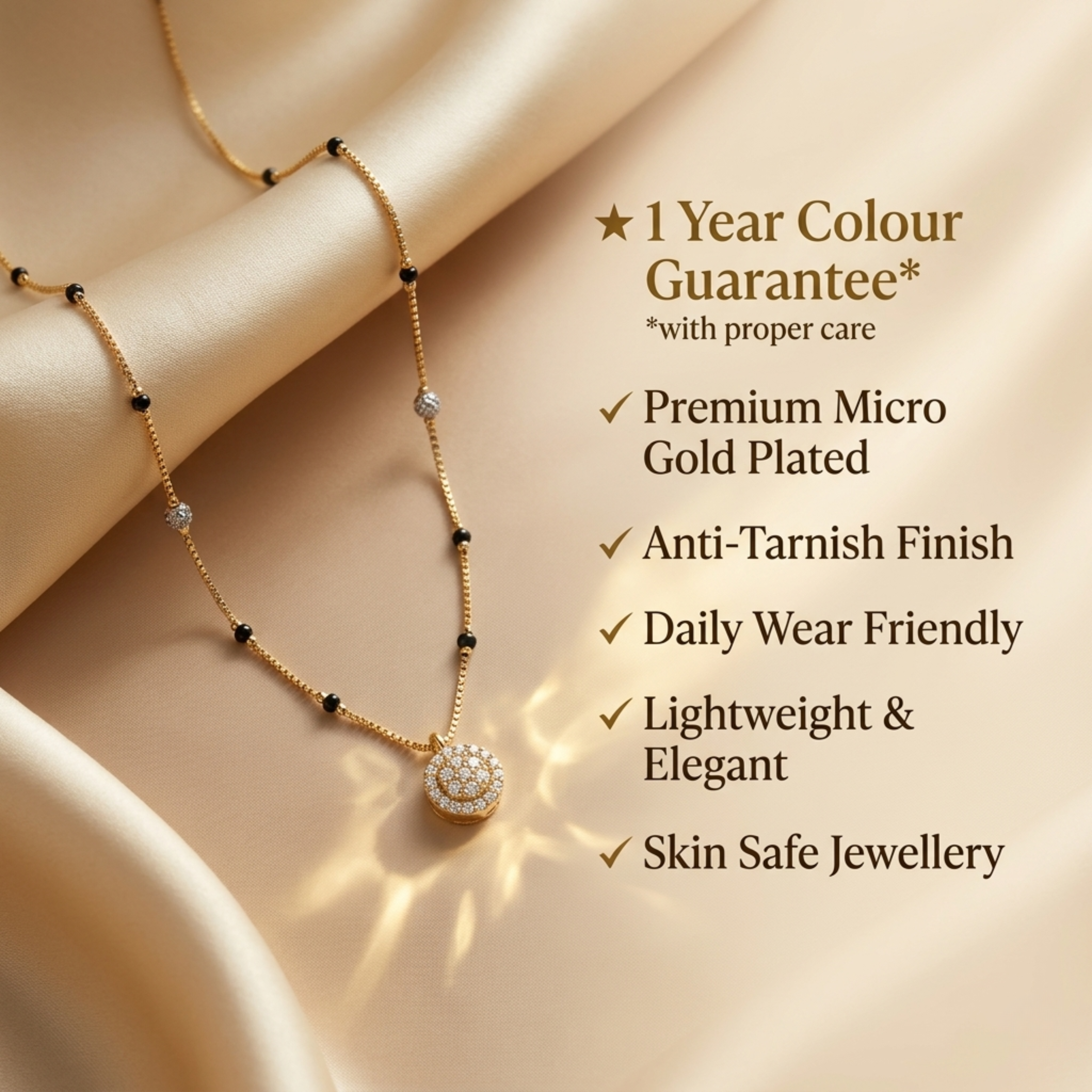 Aananya Anti Tarnish Micro Gold Plated Short Mangalsutra