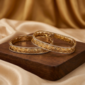 Amruta Premium Micro Gold Plated Designer Bangles Set of 2 | Anti Tarnish Dual Tone Bangles for Women