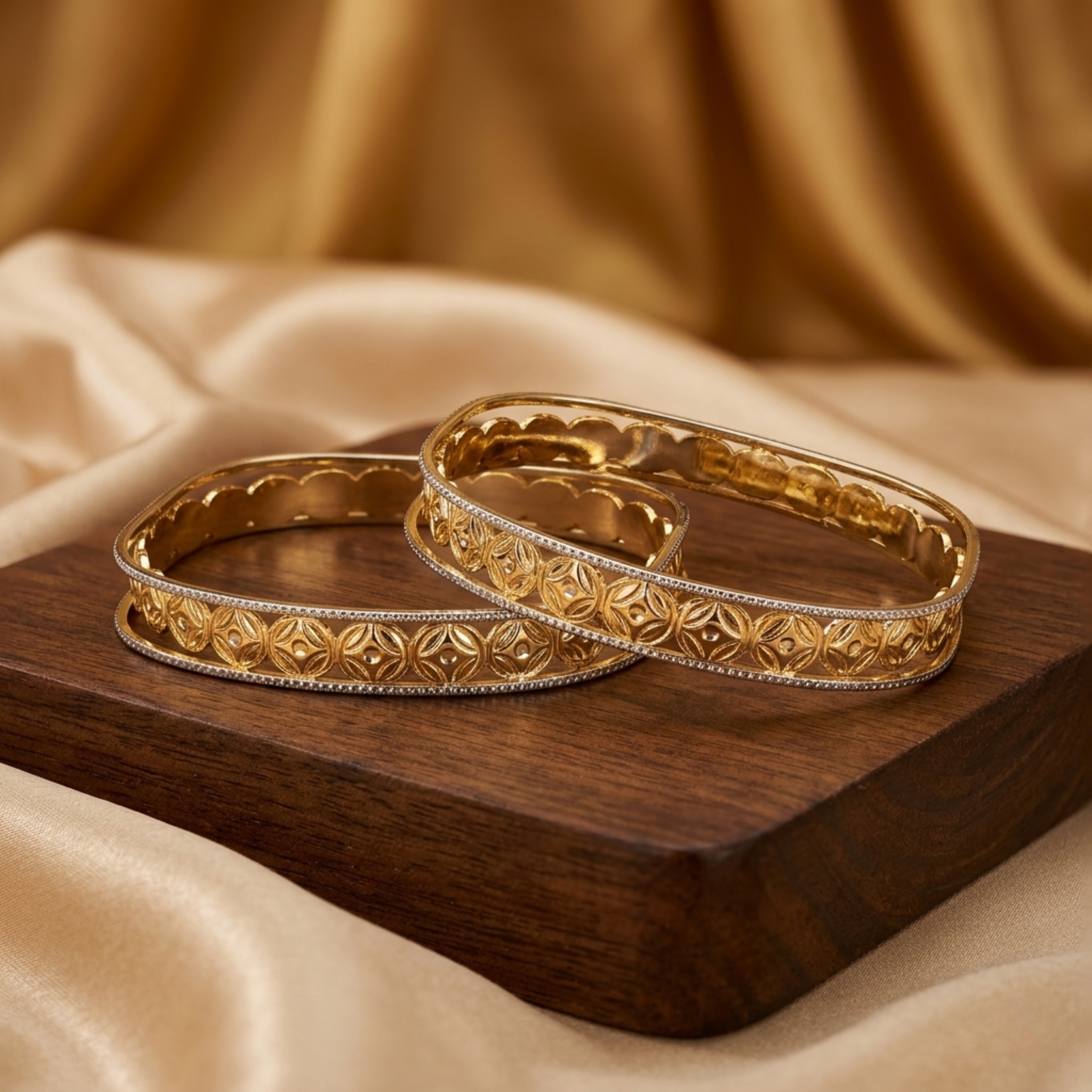 Amruta Premium Micro Gold Plated Designer Bangles Set of 2 | Anti Tarnish Dual Tone Bangles for Women