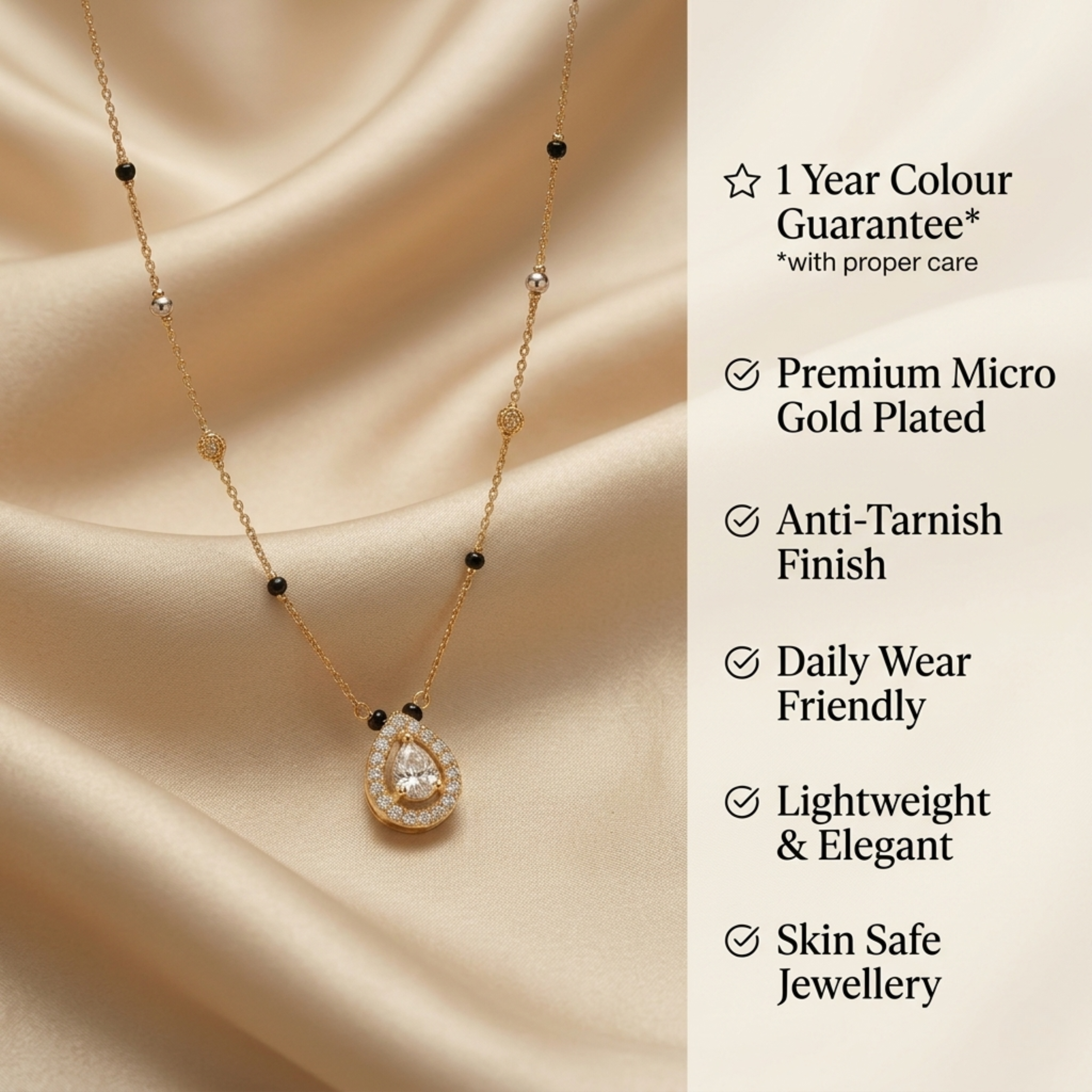 Ashwini Anti Tarnish Micro Gold Plated Short Mangalsutra