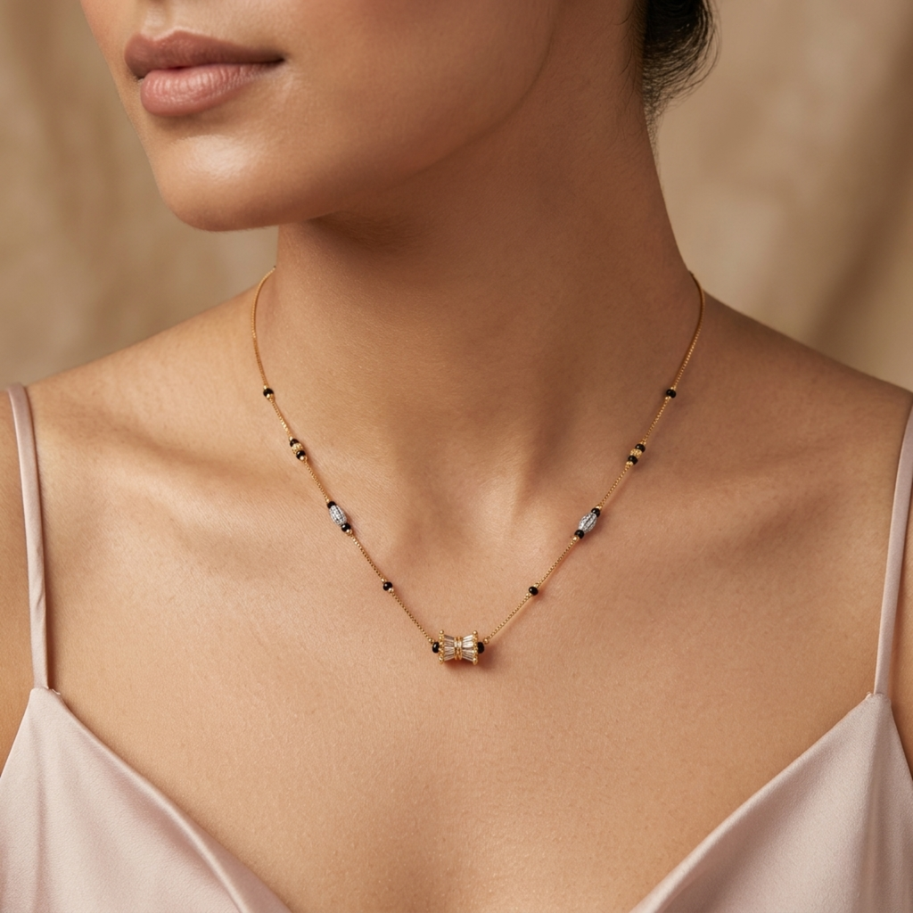 Bhavika Anti Tarnish Micro Gold Plated Short Mangalsutra