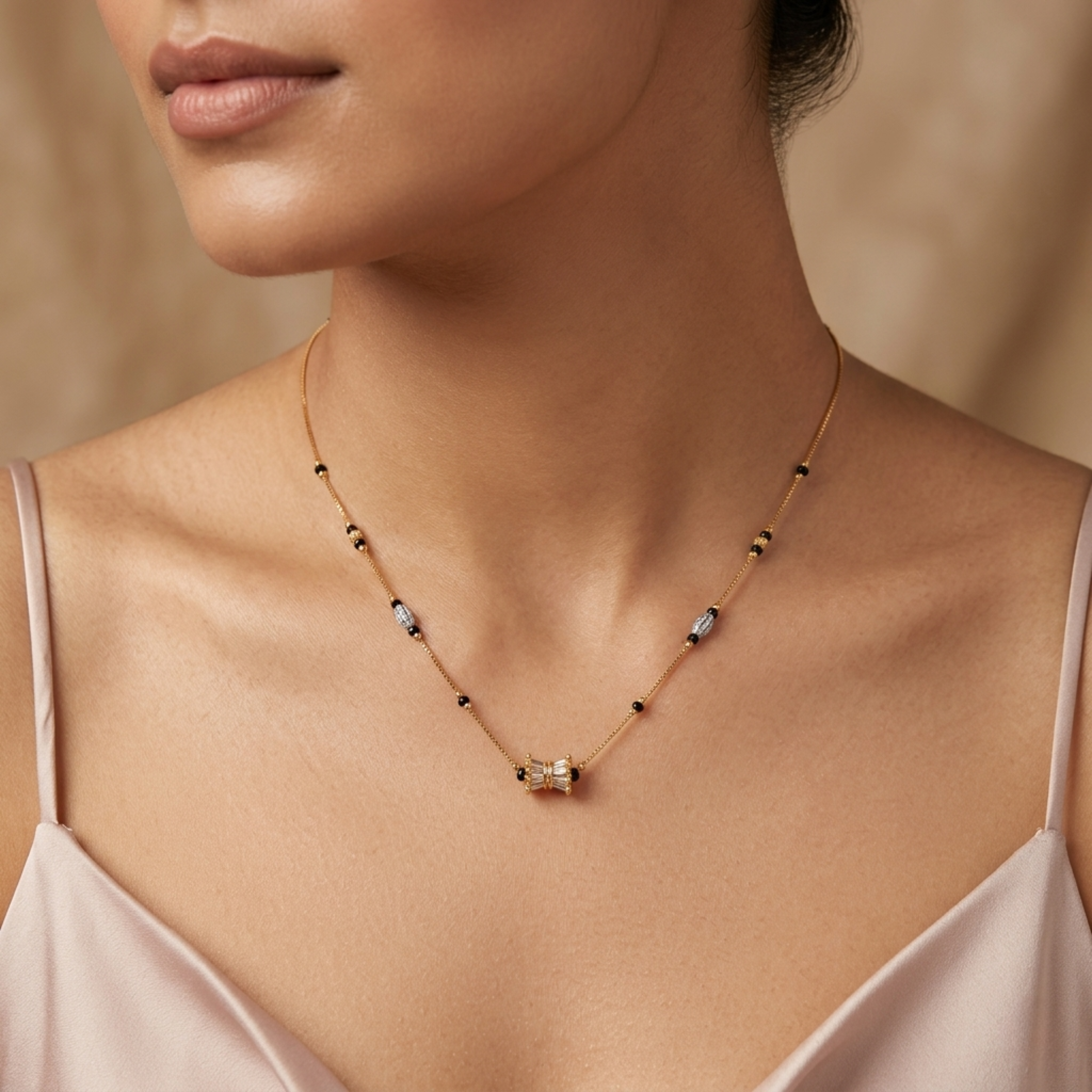 Bhavika Anti Tarnish Micro Gold Plated Short Mangalsutra