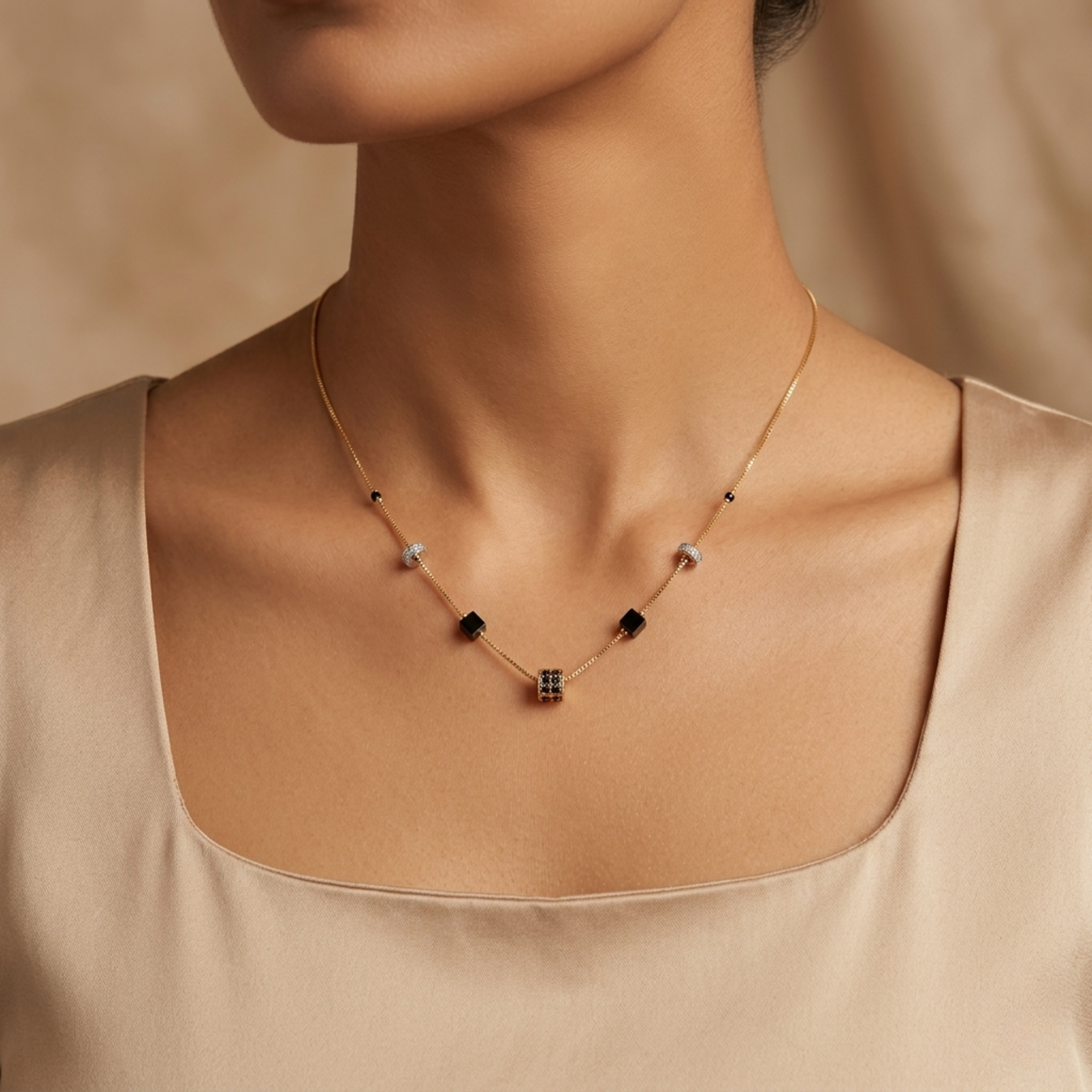 Charulata Anti Tarnish Micro Gold Plated Short Mangalsutra