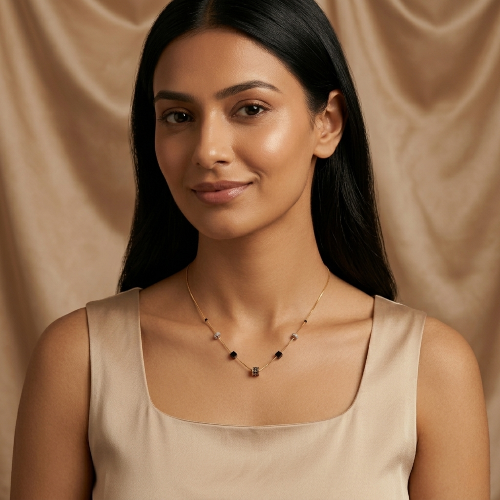 Charulata Anti Tarnish Micro Gold Plated Short Mangalsutra