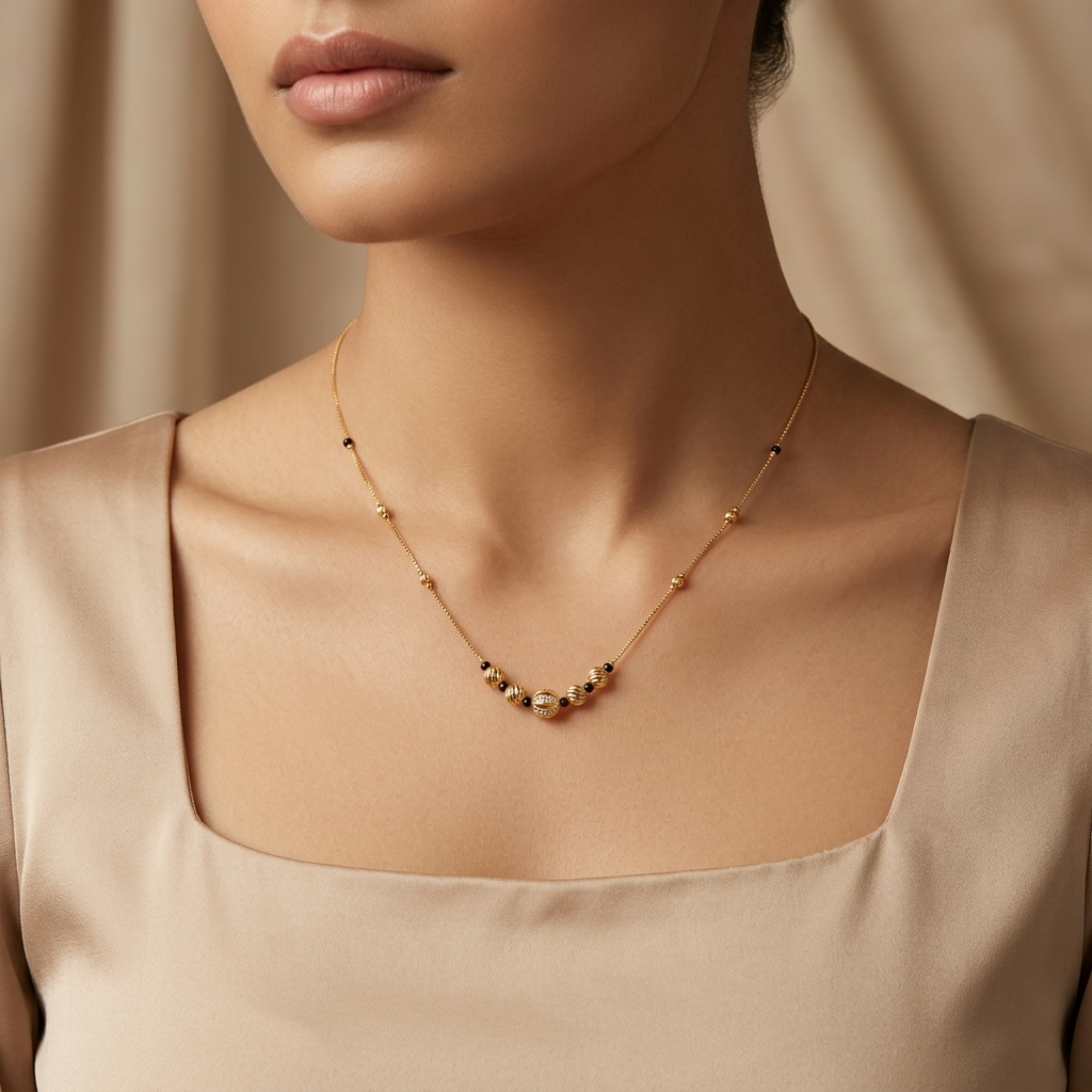 Devanshi Anti Tarnish Micro Gold Plated Short Mangalsutra