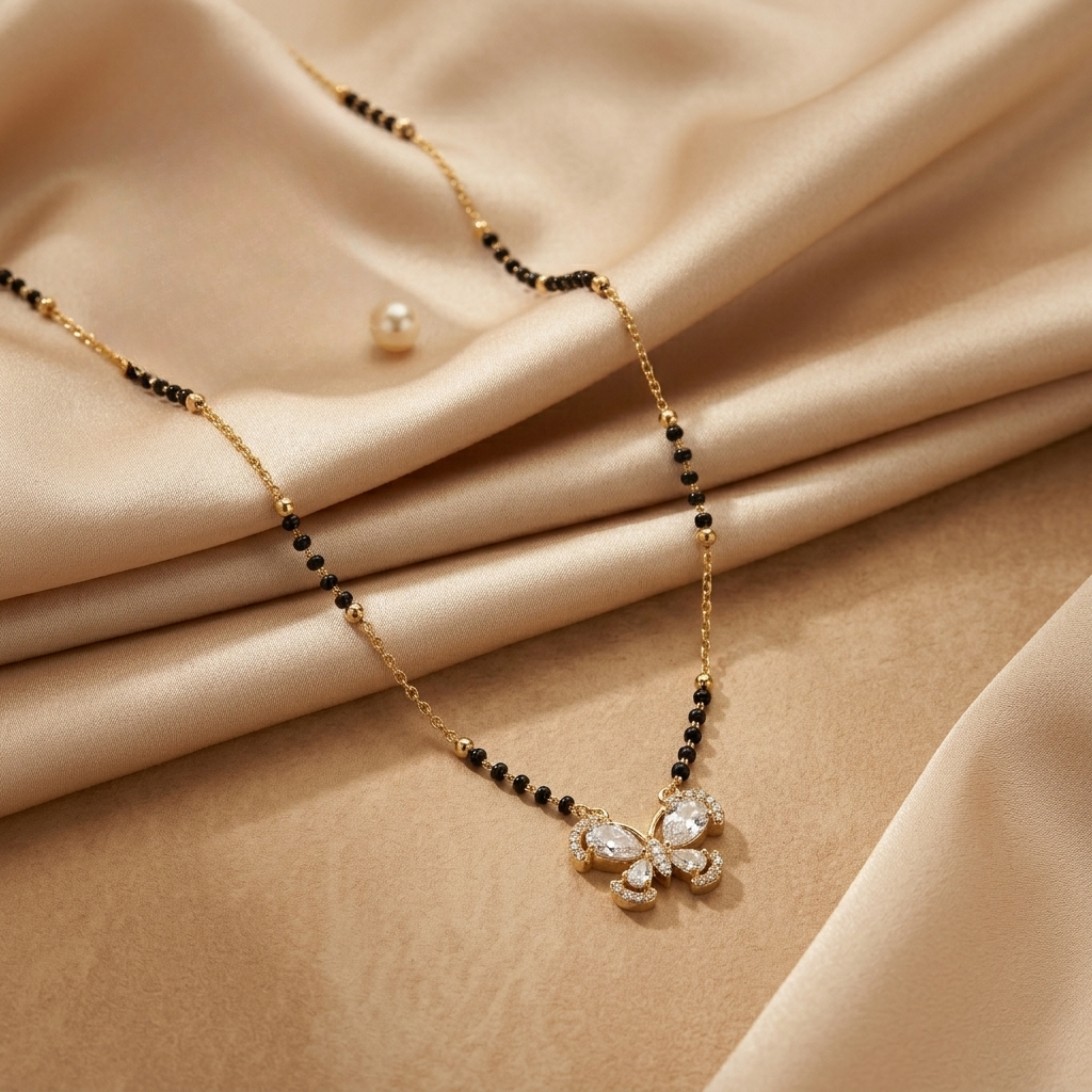 Janhavi Anti Tarnish Micro Gold Plated Short Mangalsutra