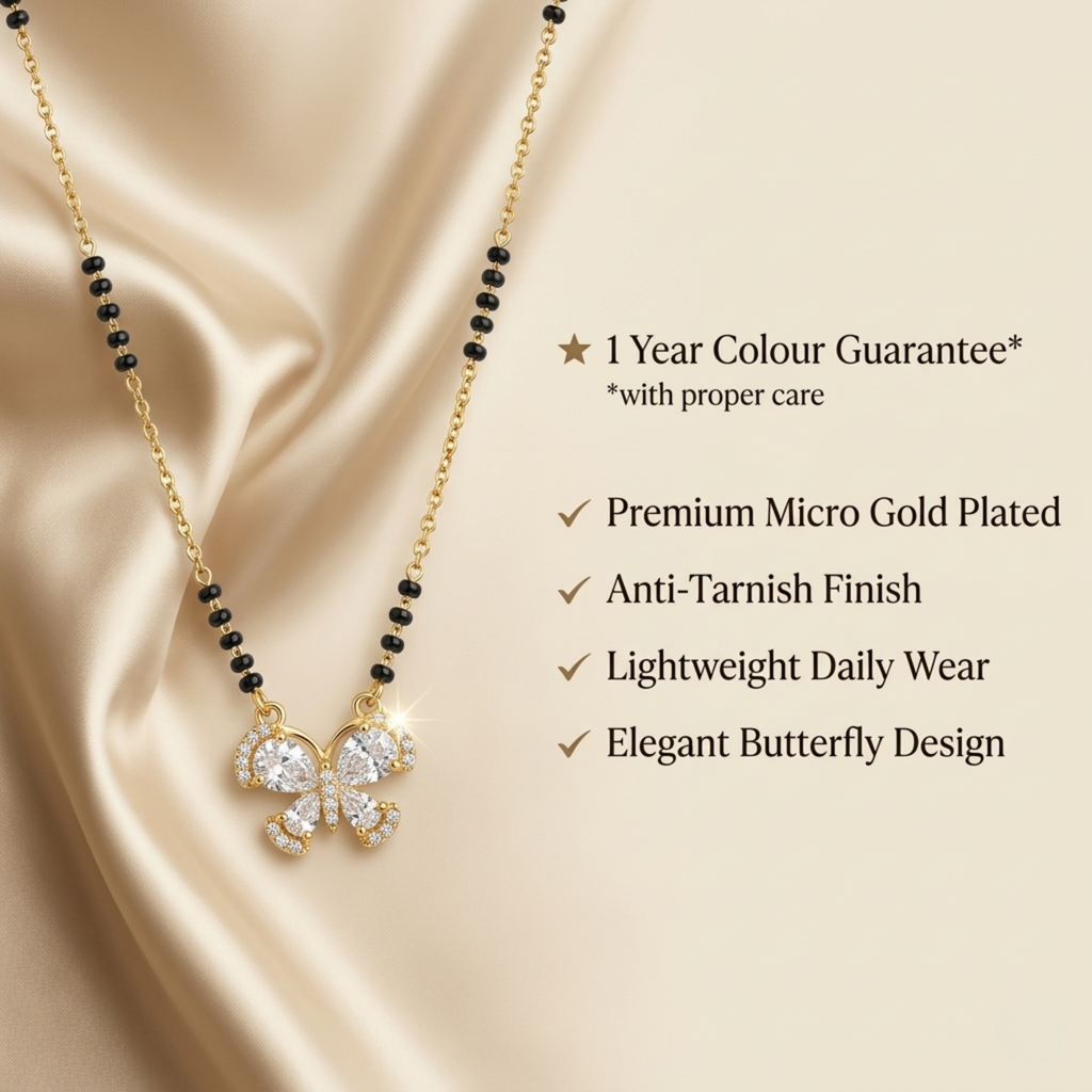 Janhavi Anti Tarnish Micro Gold Plated Short Mangalsutra