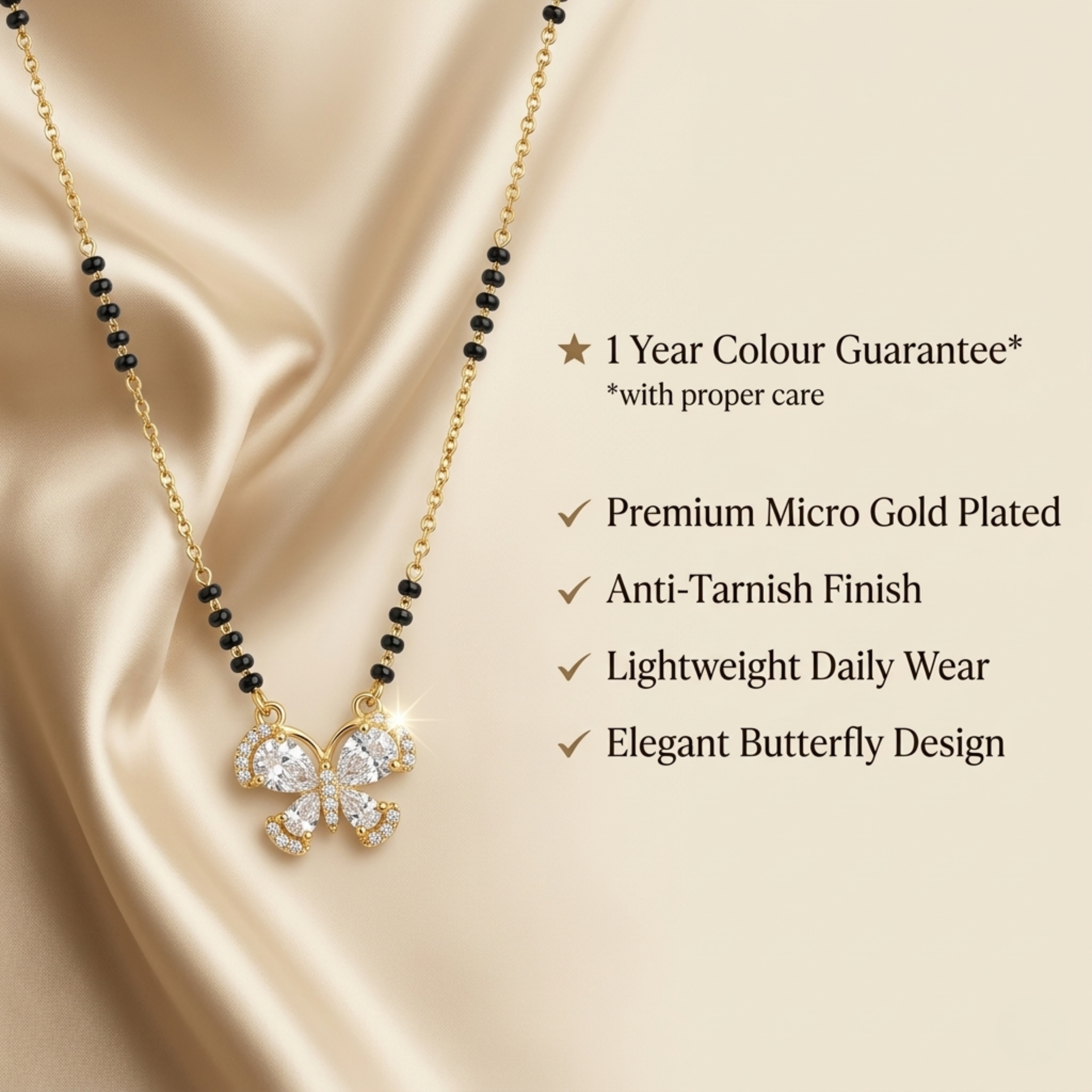 Janhavi Anti Tarnish Micro Gold Plated Short Mangalsutra