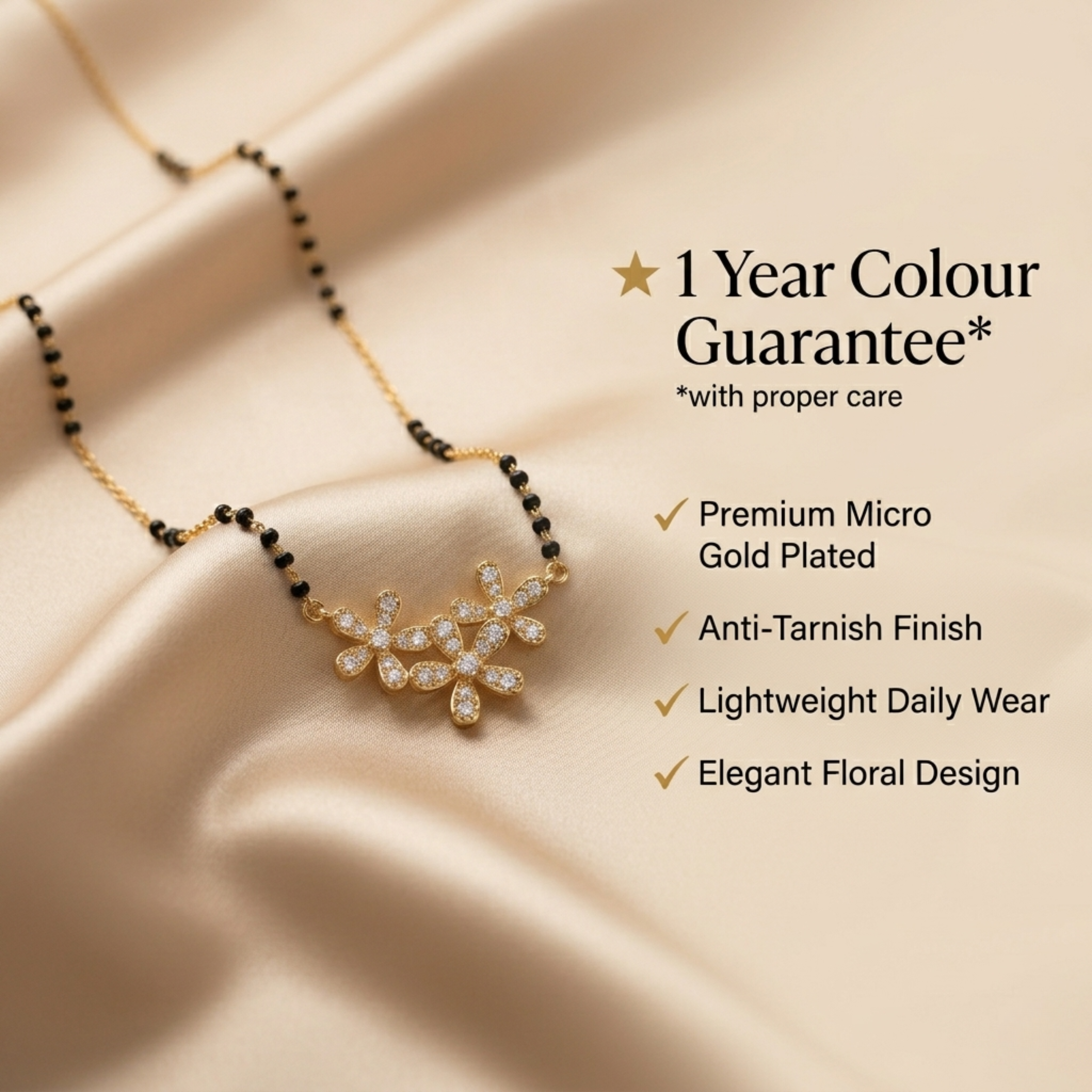 Kavya Anti Tarnish Micro Gold Plated Short Mangalsutra