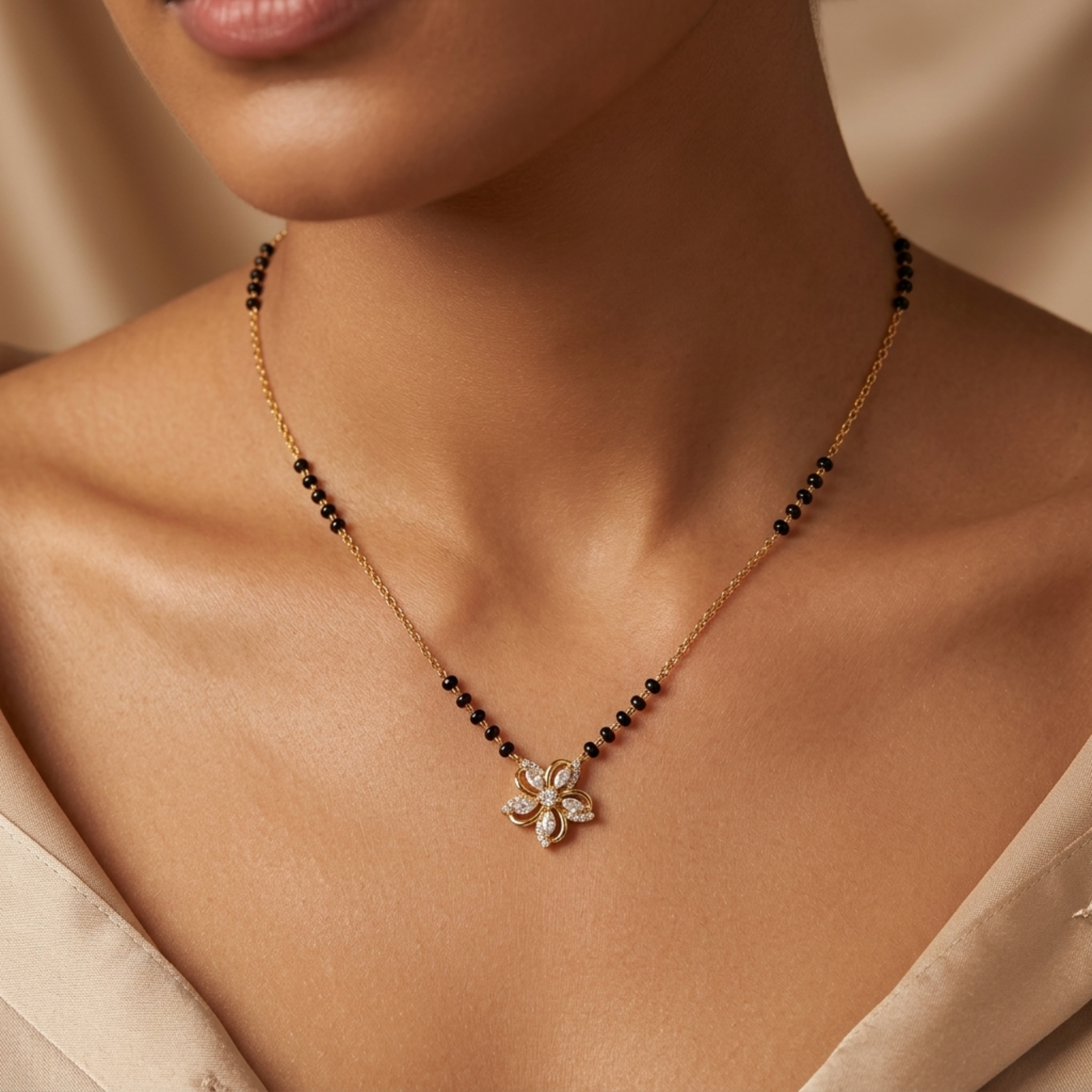 Laxmi Anti Tarnish Micro Gold Plated Short Mangalsutra