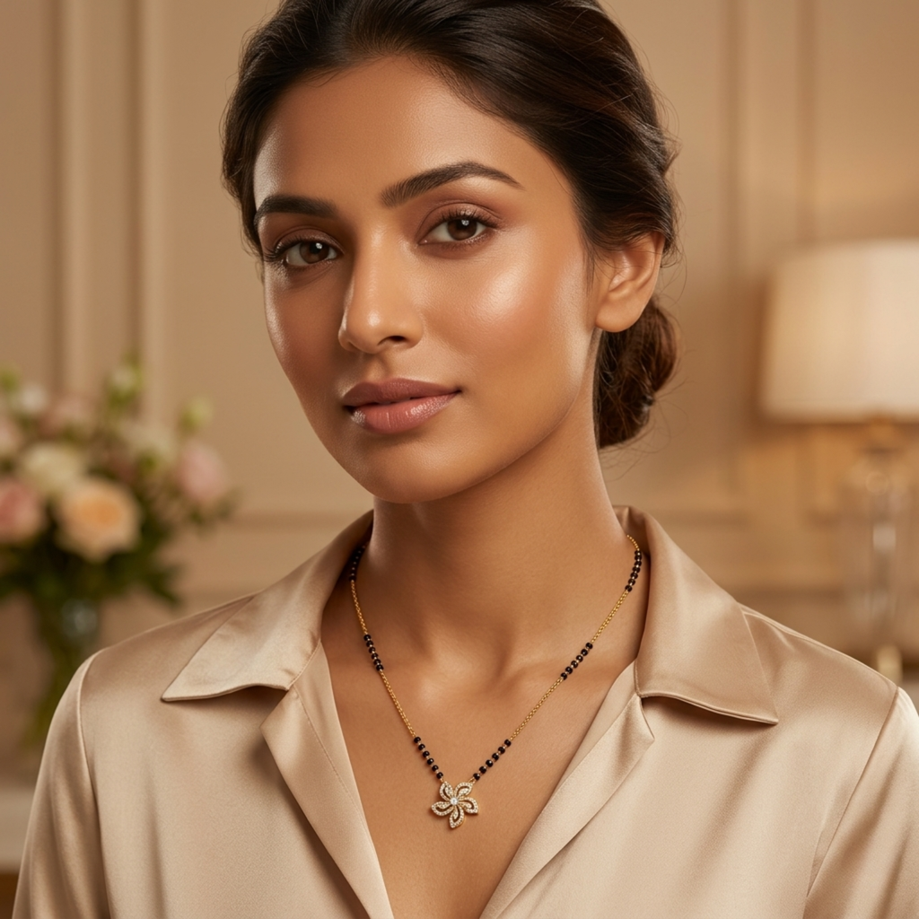 Laxmi Anti Tarnish Micro Gold Plated Short Mangalsutra