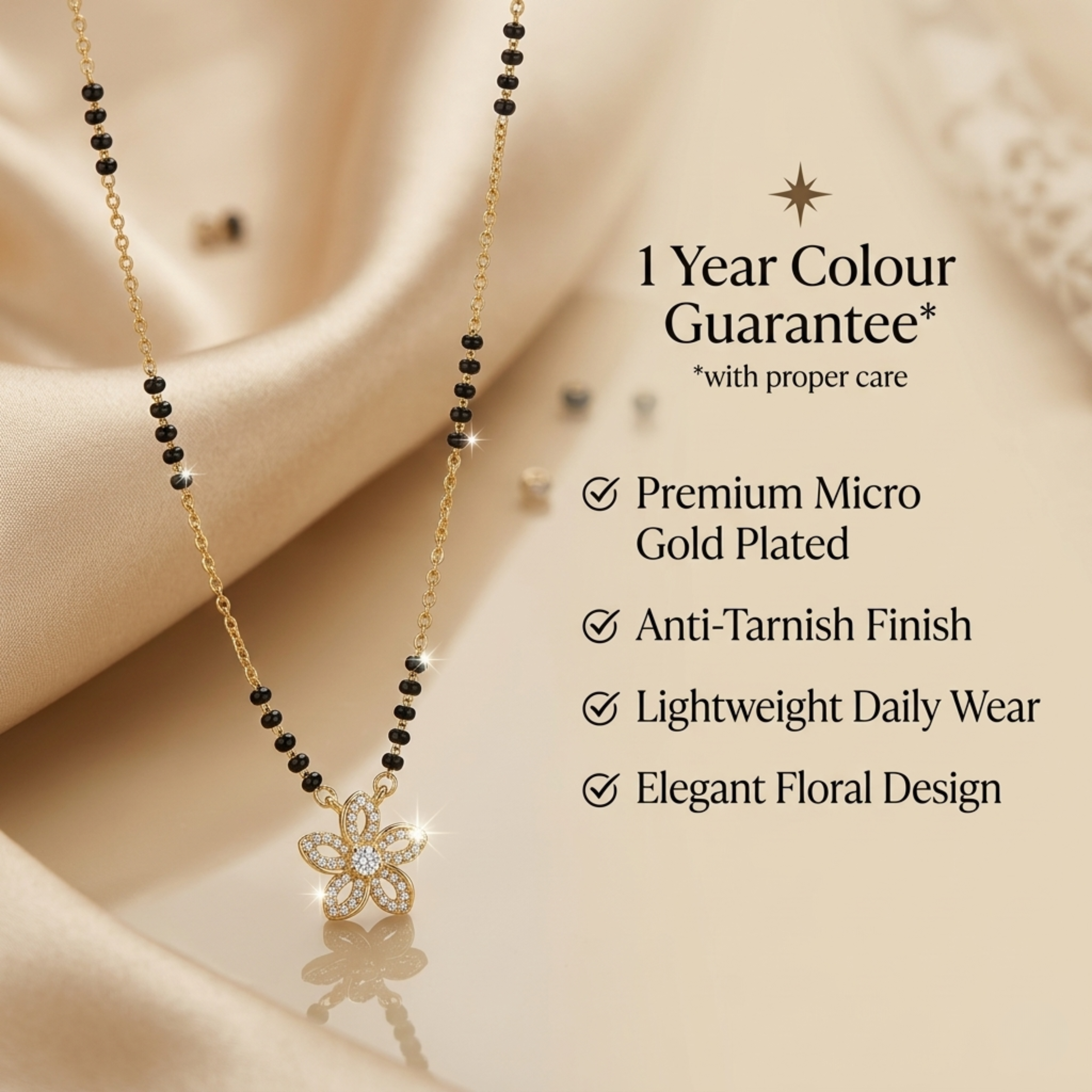 Laxmi Anti Tarnish Micro Gold Plated Short Mangalsutra
