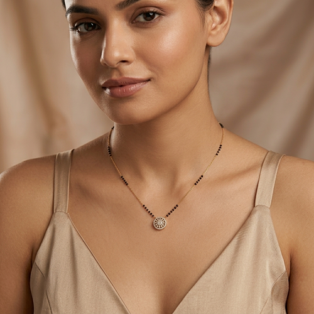 Nandini Anti Tarnish Micro Gold Plated Short Mangalsutra