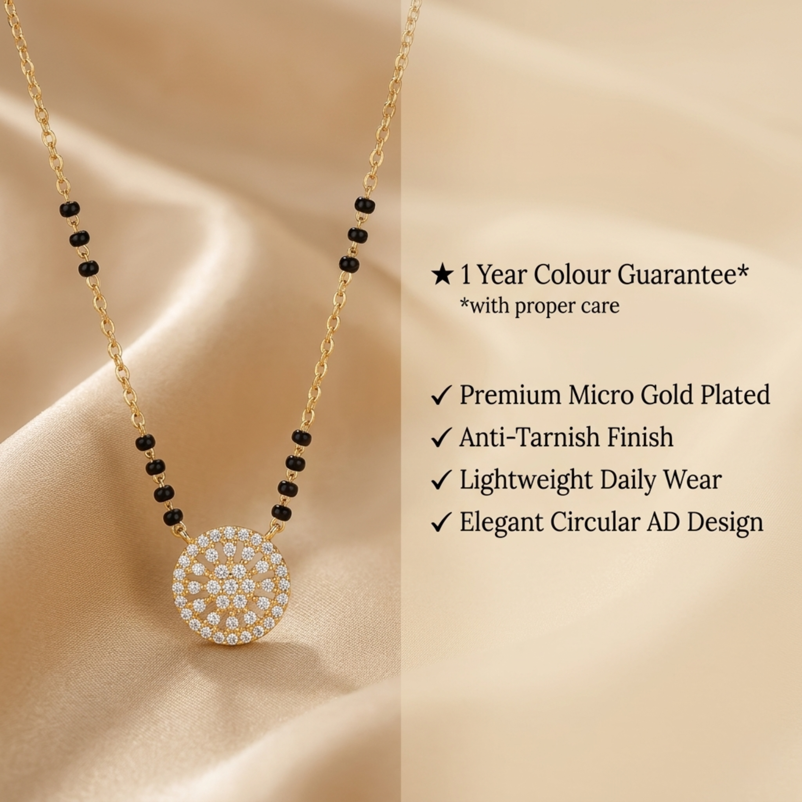 Nandini Anti Tarnish Micro Gold Plated Short Mangalsutra