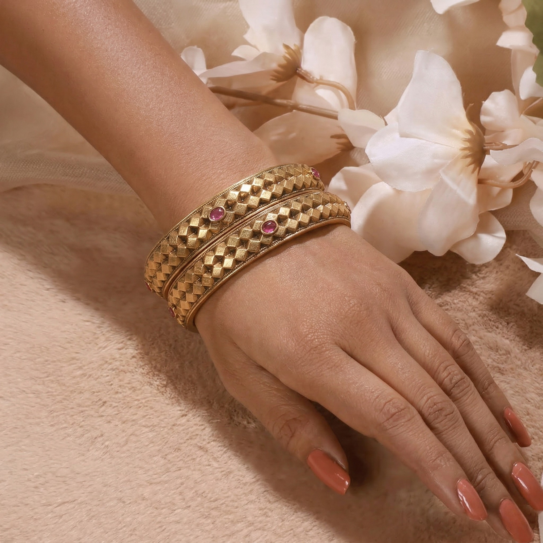 RAAYA Ashtapailu Bangles for Women | Micro Gold Plated | Anti-Tarnish Traditional Kada | Wedding & Festive Jewellery