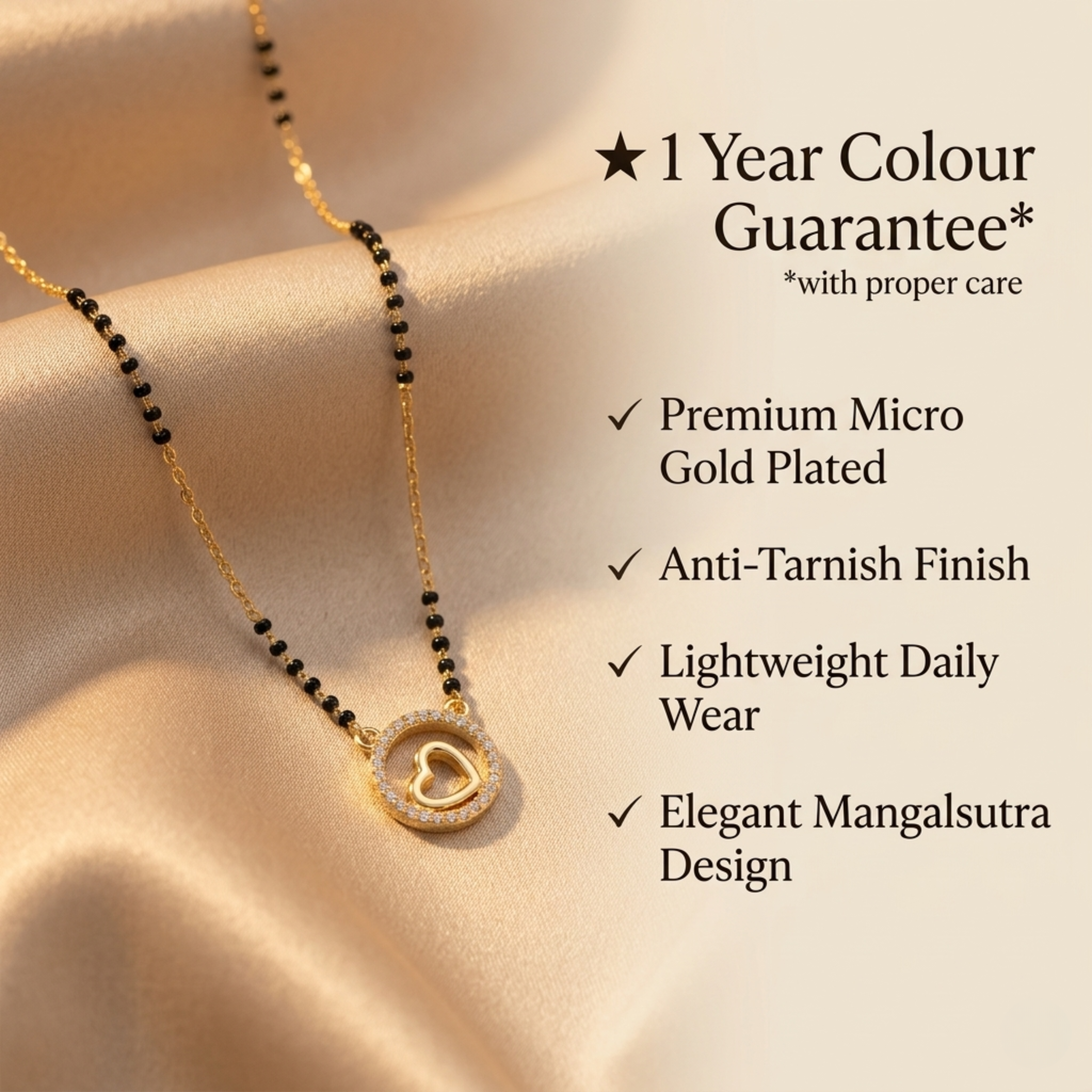 Radhika Anti Tarnish Micro Gold Plated Short Mangalsutra
