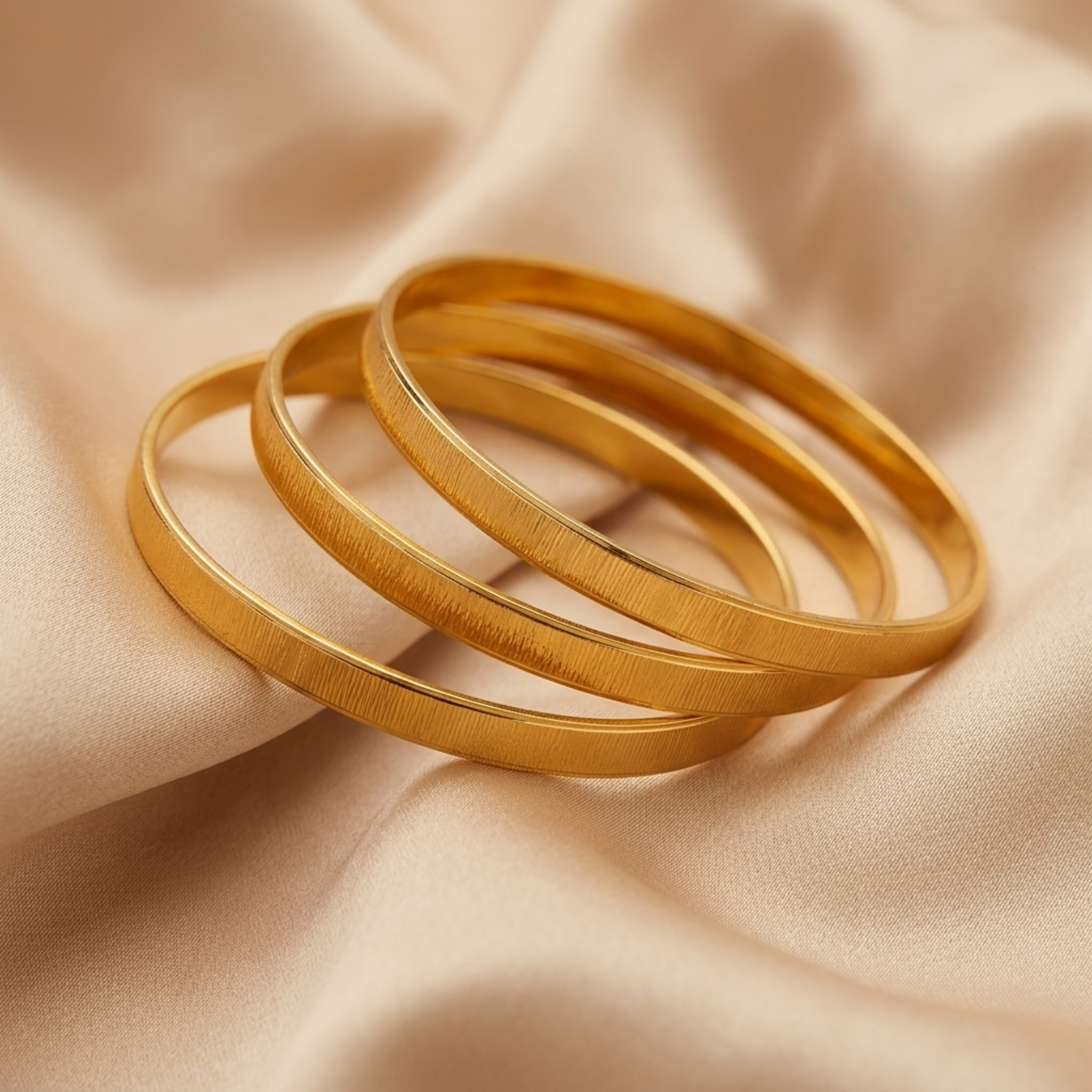 Siya Premium Micro Gold Plated Textured Bangles Set of 4 | Diamond Cut Finish Daily Wear Bangles for Women