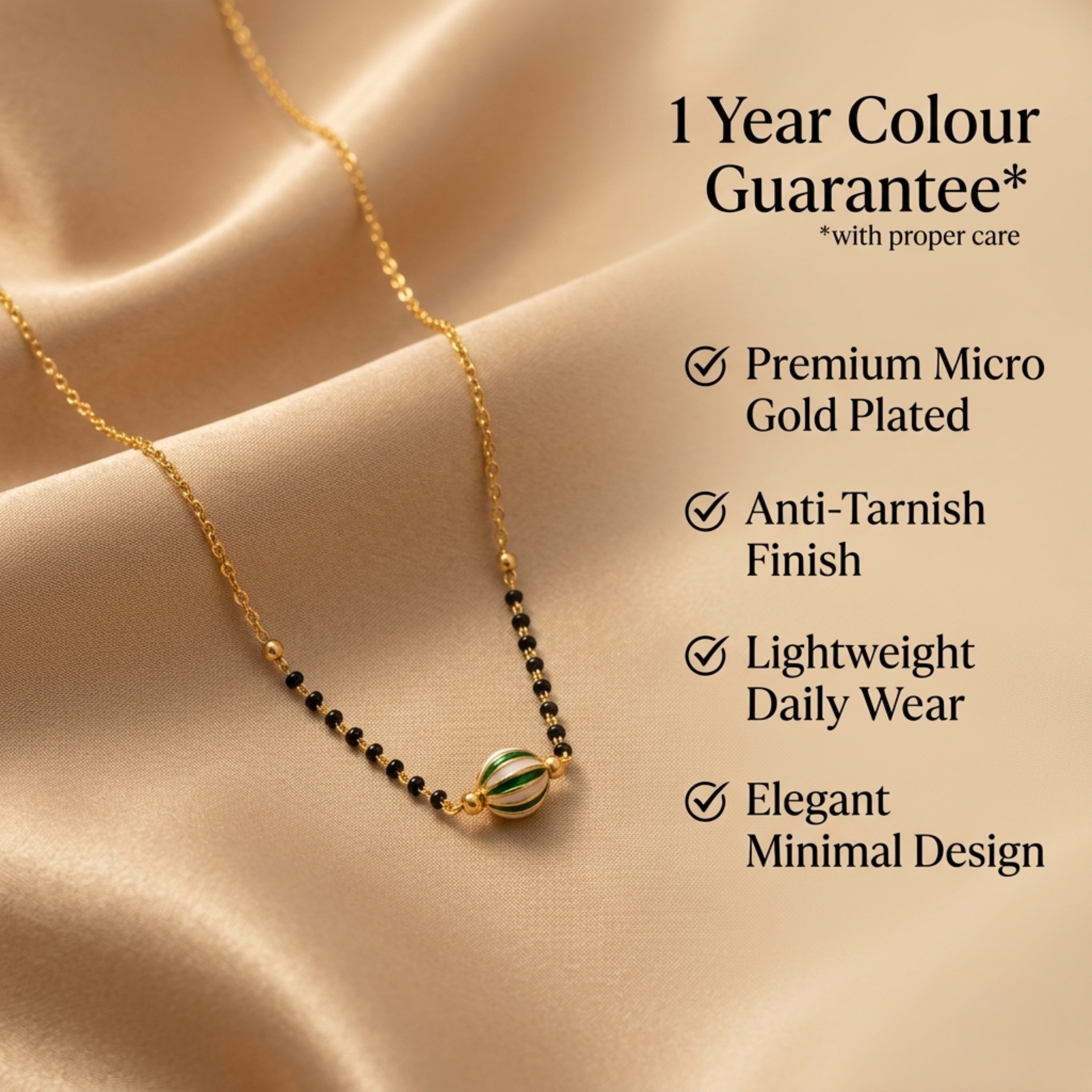 Trisha Anti Tarnish Micro Gold Plated Short Mangalsutra