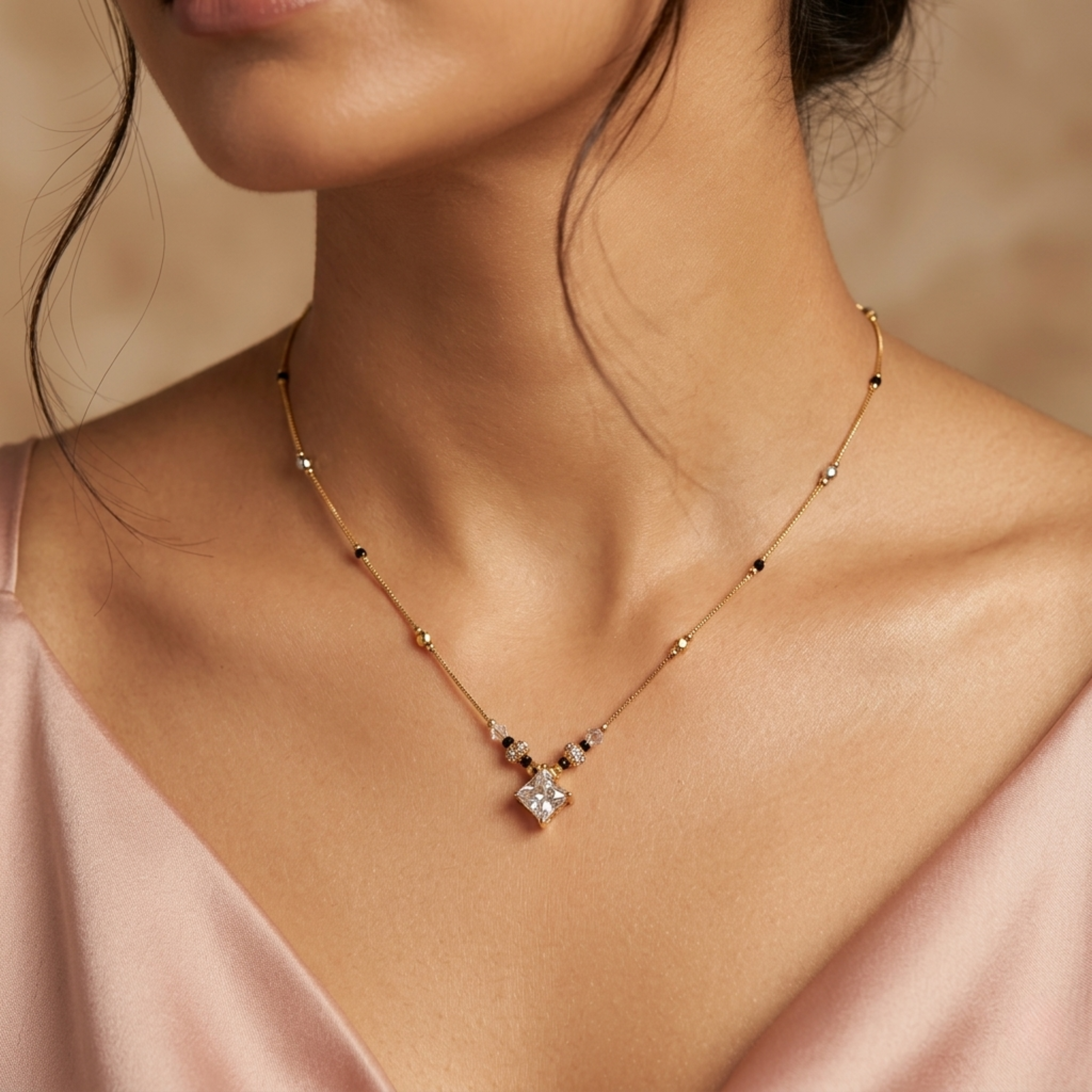 Aarohi Anti Tarnish Micro Gold Plated Short Mangalsutra