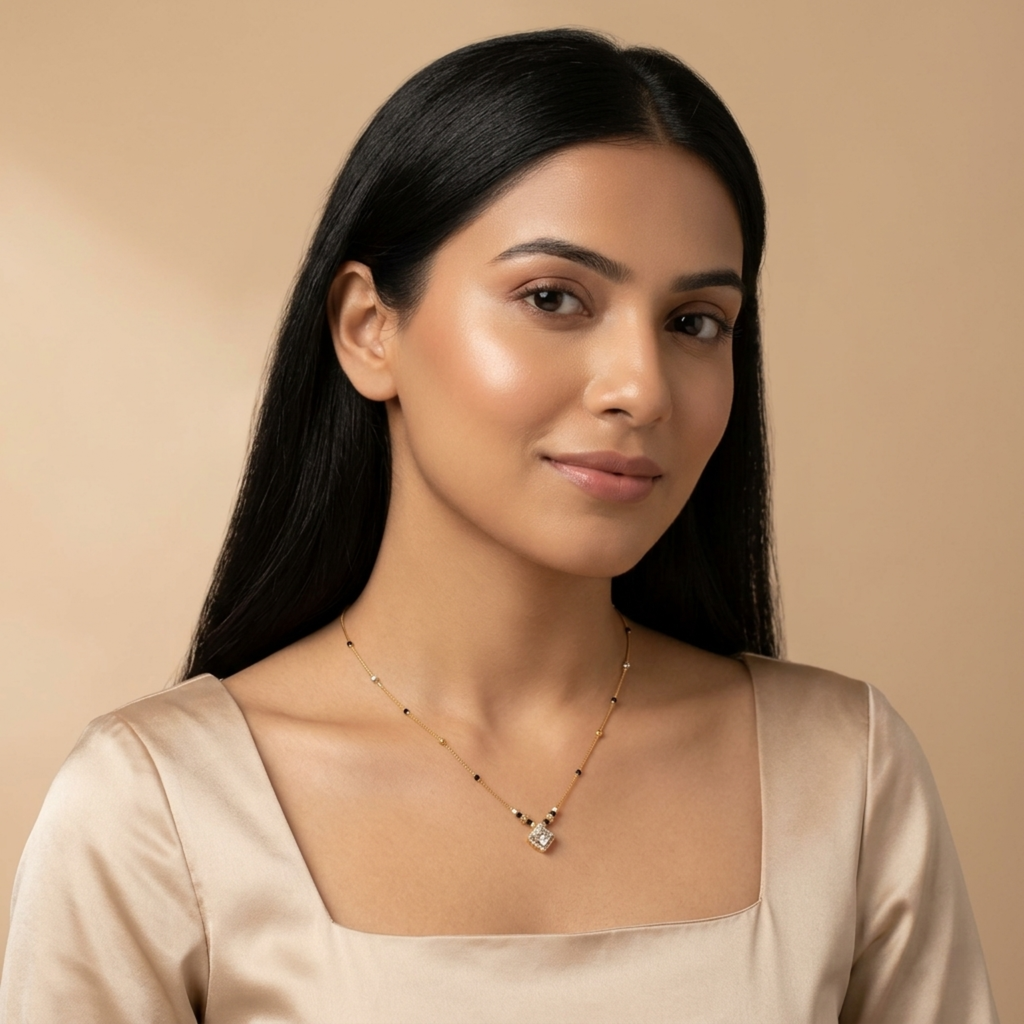 Aarohi Anti Tarnish Micro Gold Plated Short Mangalsutra