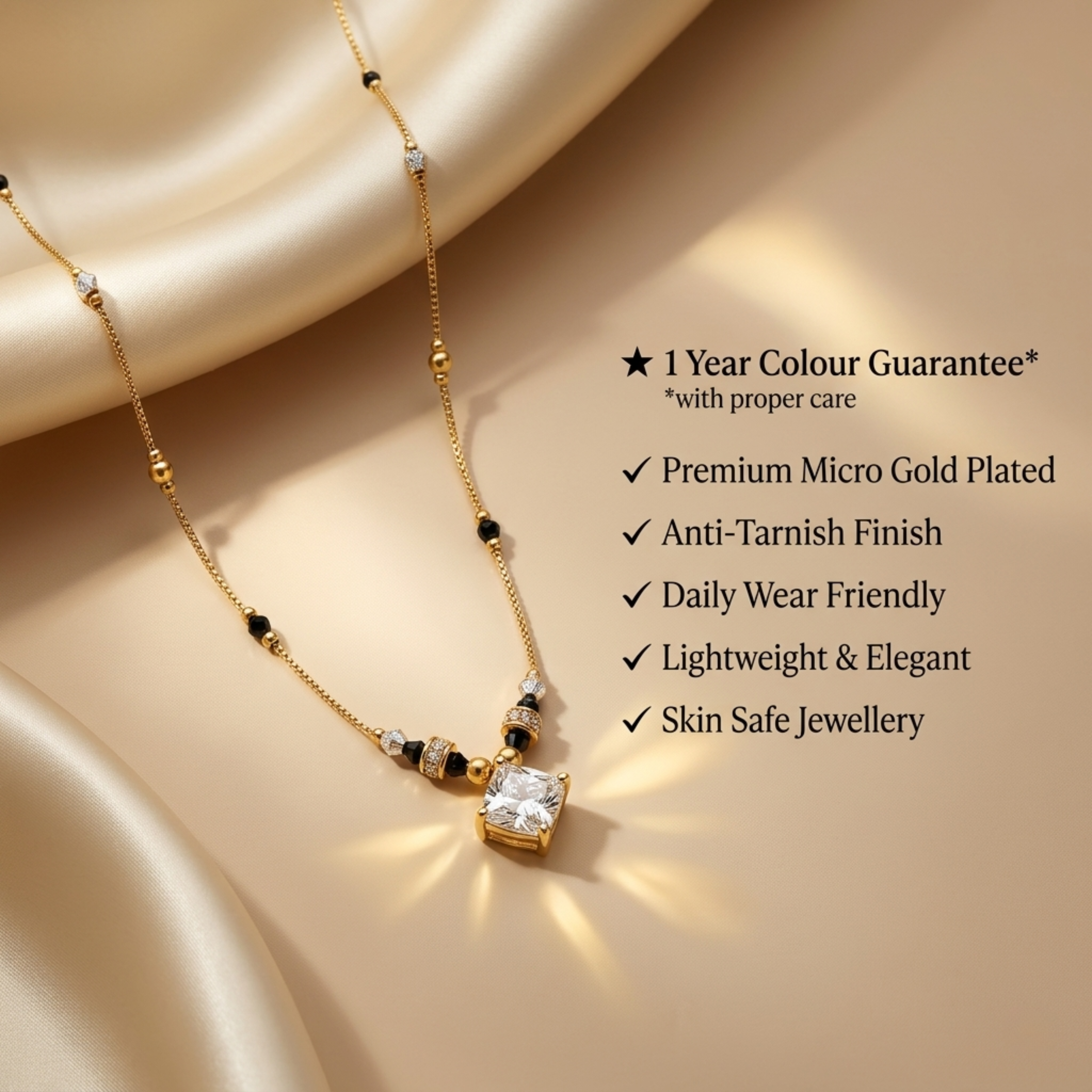 Aarohi Anti Tarnish Micro Gold Plated Short Mangalsutra