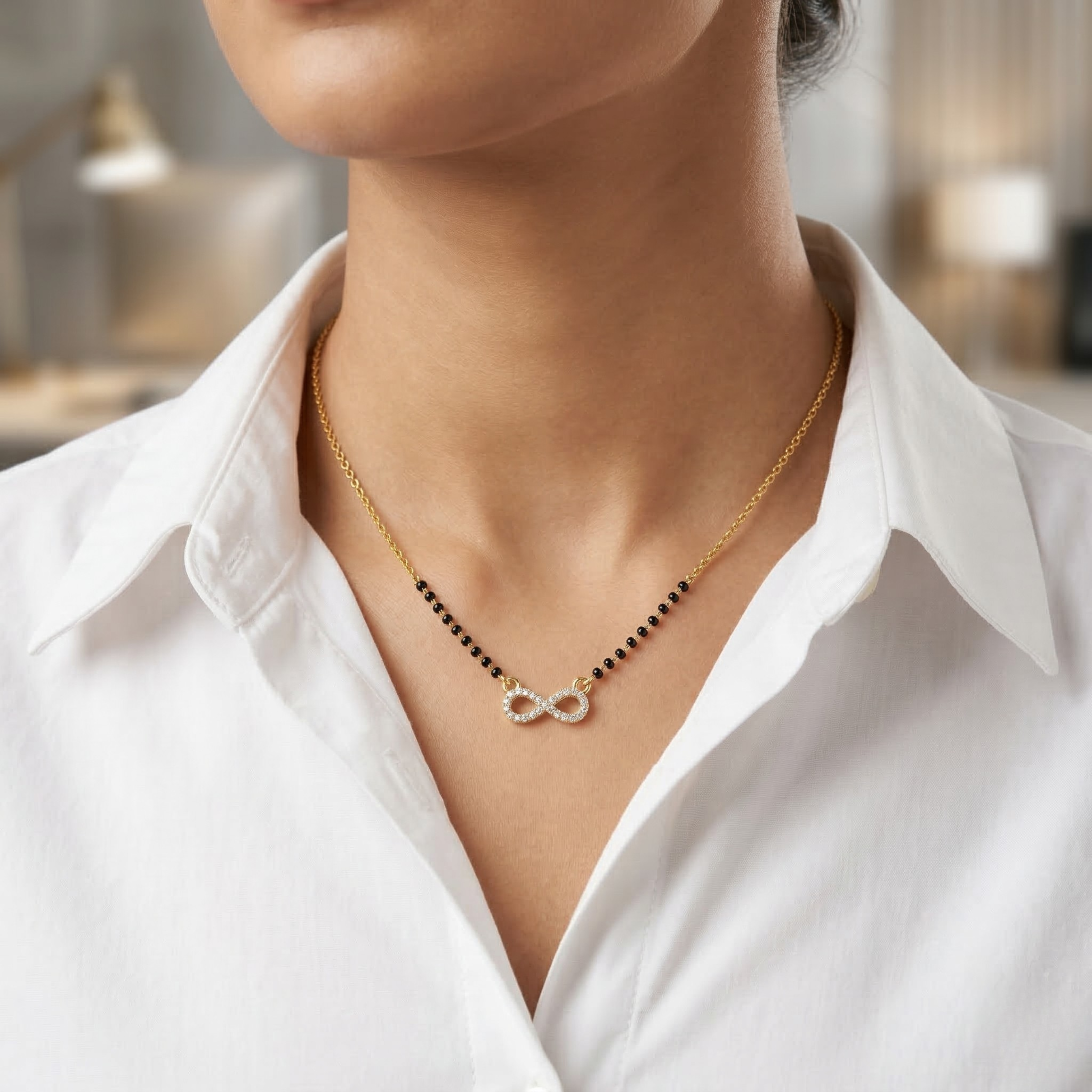 RAAYA AD Mangalsutra Combo (Pack of 2) | Diamond Look Pendants | Daily Wear | Micro Gold | Anti-Tarnish