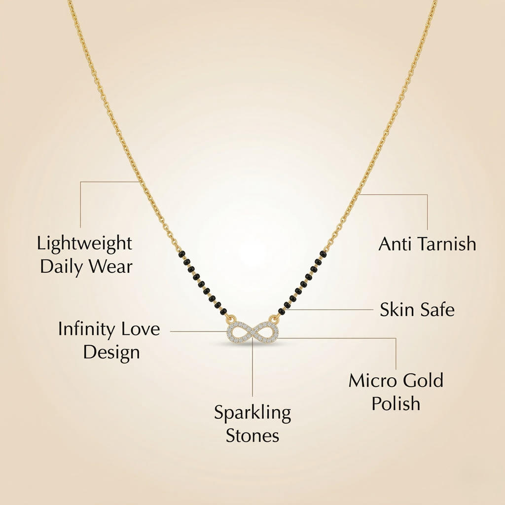 RAAYA AD Mangalsutra Combo (Pack of 2) | Diamond Look Pendants | Daily Wear | Micro Gold | Anti-Tarnish