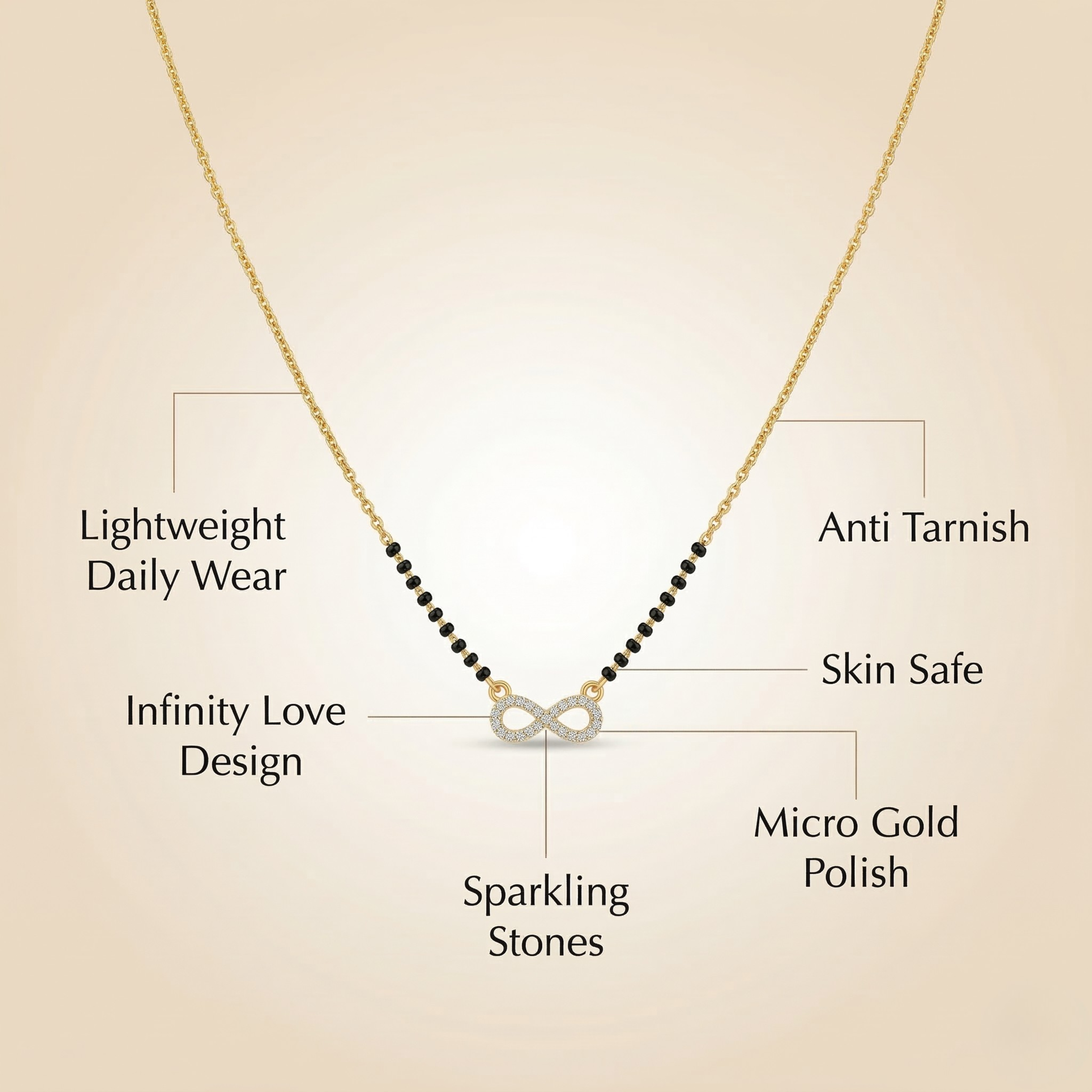 RAAYA AD Mangalsutra Combo (Pack of 2) | Diamond Look Pendants | Daily Wear | Micro Gold | Anti-Tarnish