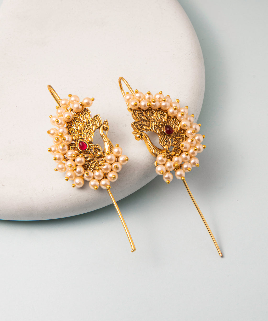 RAAYA Peacock Pearl Ear Cuff | Micro Gold | Anti-Tarnish