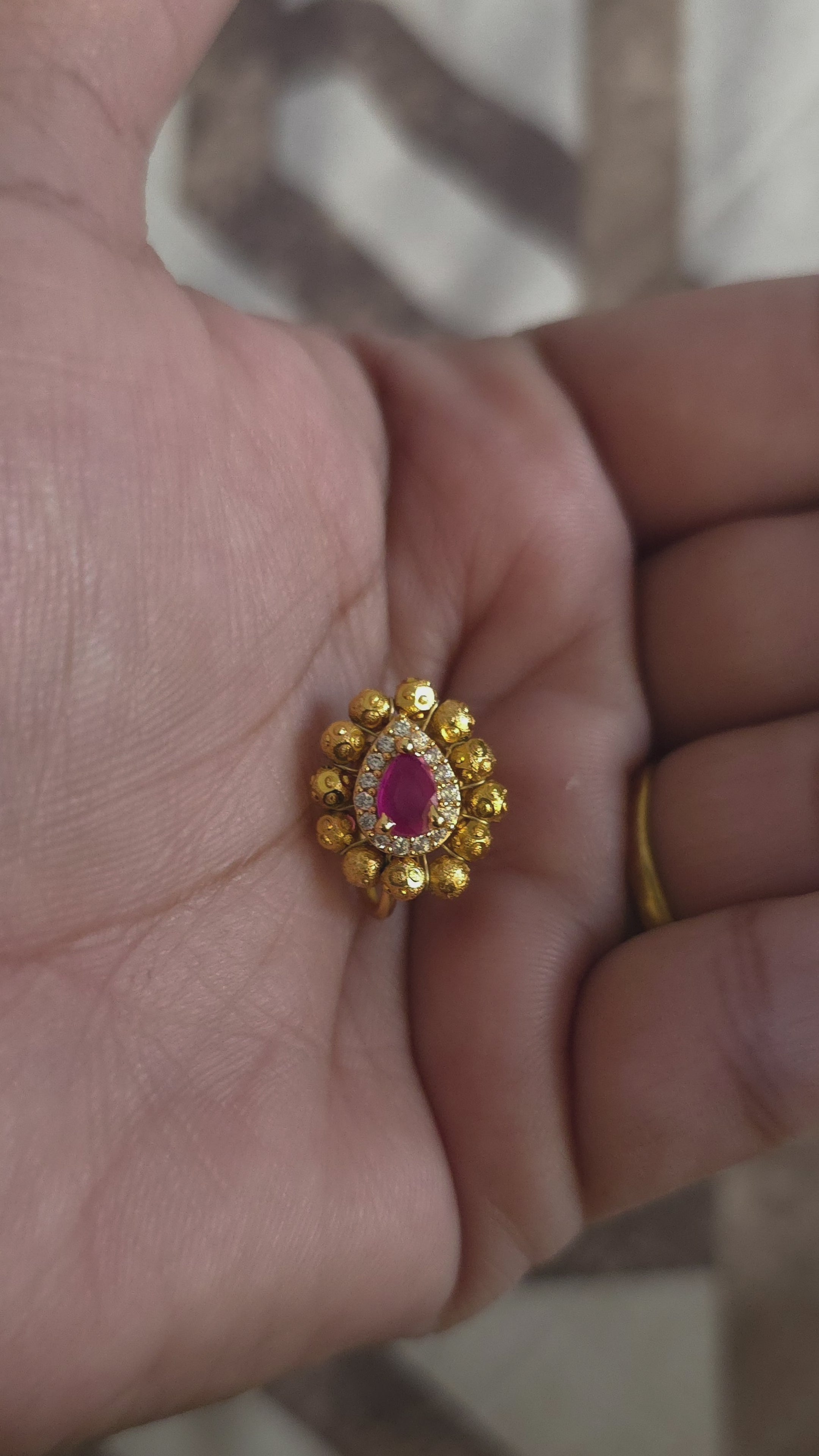 RAAYA Studio Maharashtrian Ruby Nath for Women | Traditional Pink Stone Nose Pin | Bridal Nath Jewellery | Festive & Wedding Nose Ring for Women